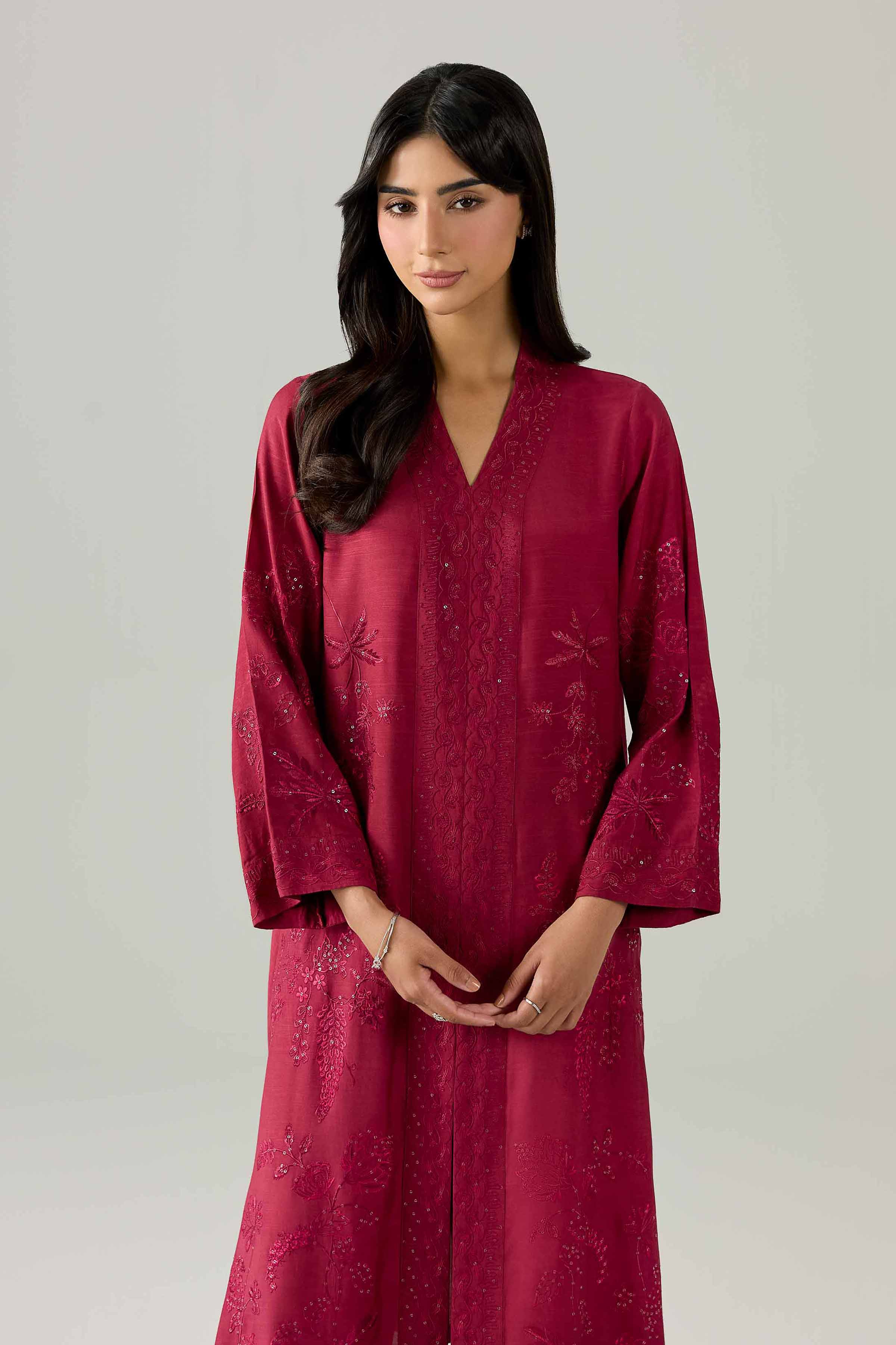 Nishat UK - Pink Embroidered Silk 2 Piece ready to wear Dress