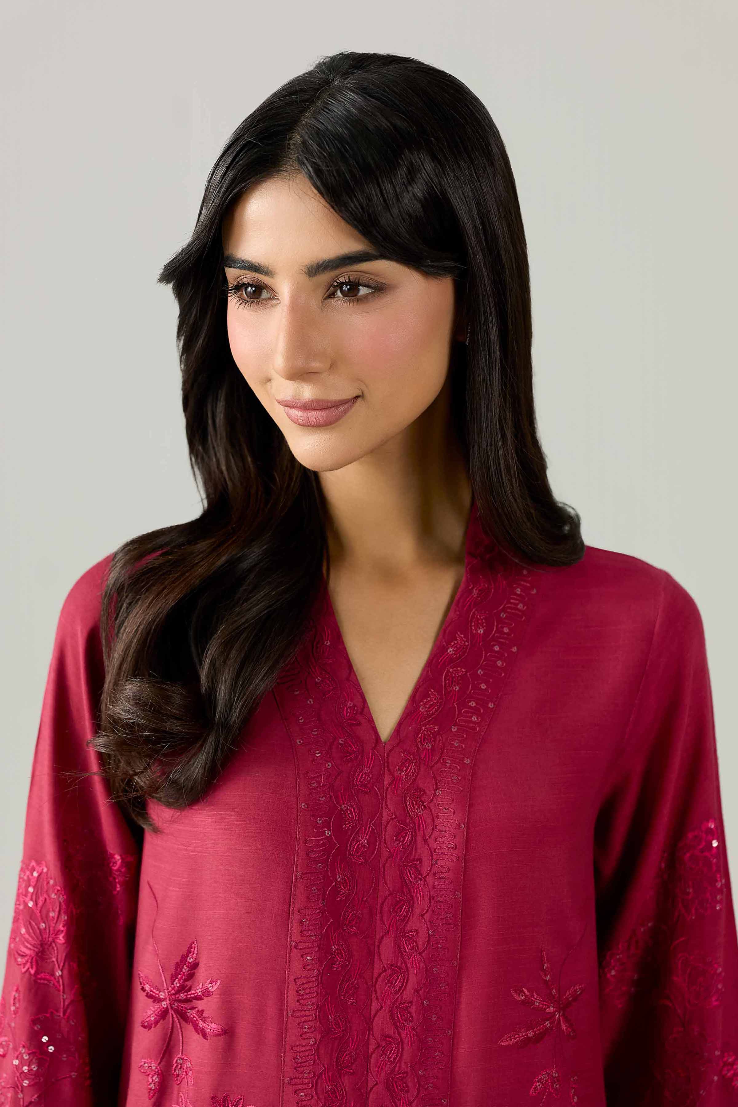 Nishat UK - Pink Embroidered Silk 2 Piece ready to wear Dress