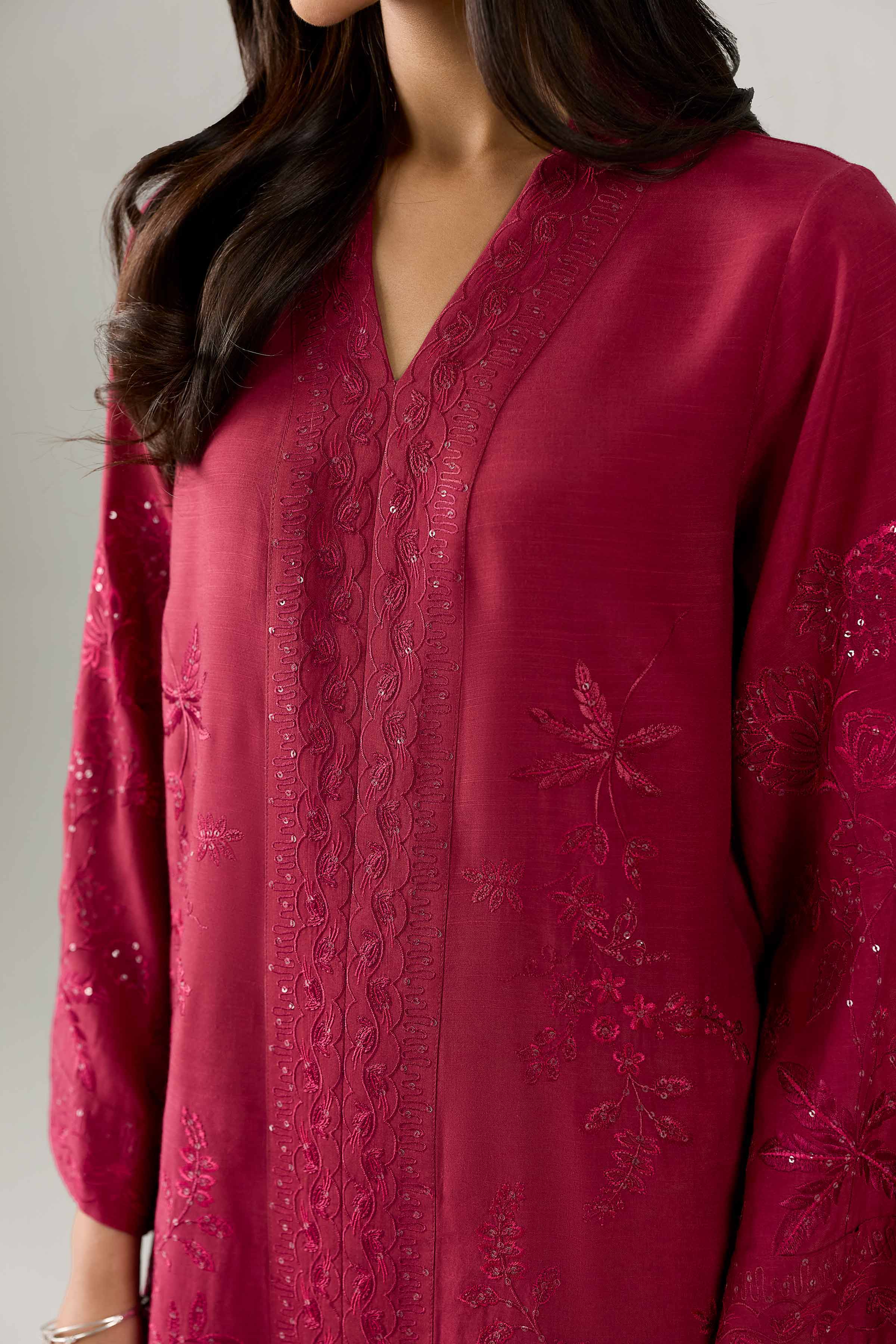 Nishat UK - Pink Embroidered Silk 2 Piece ready to wear Dress