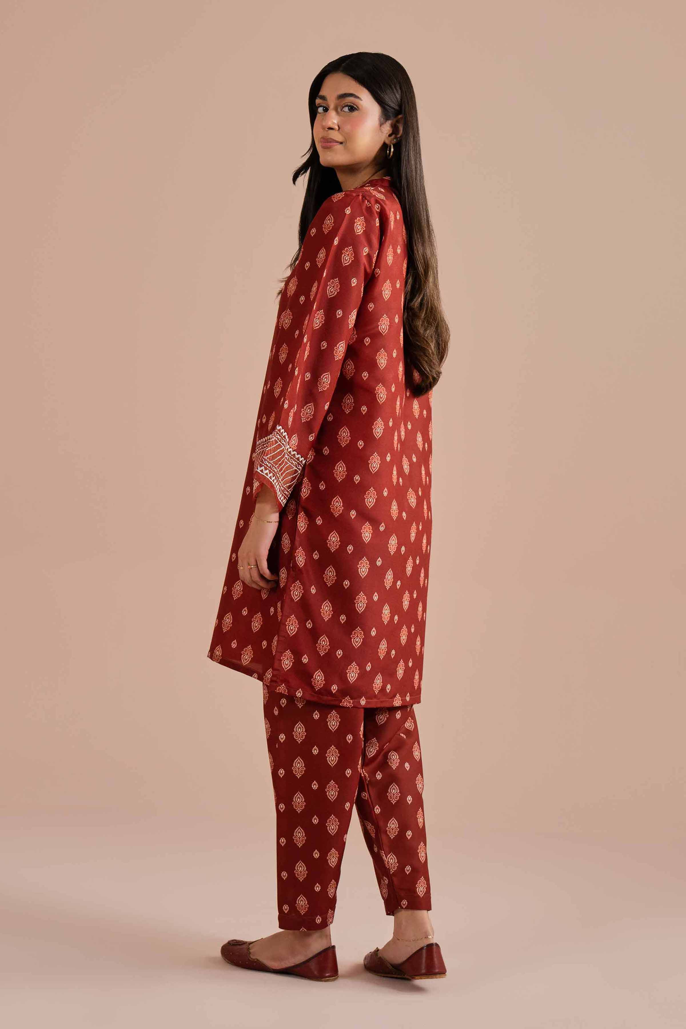 NishatUK - Brown Embroidered Lawn 2-piece ready to wear Dress