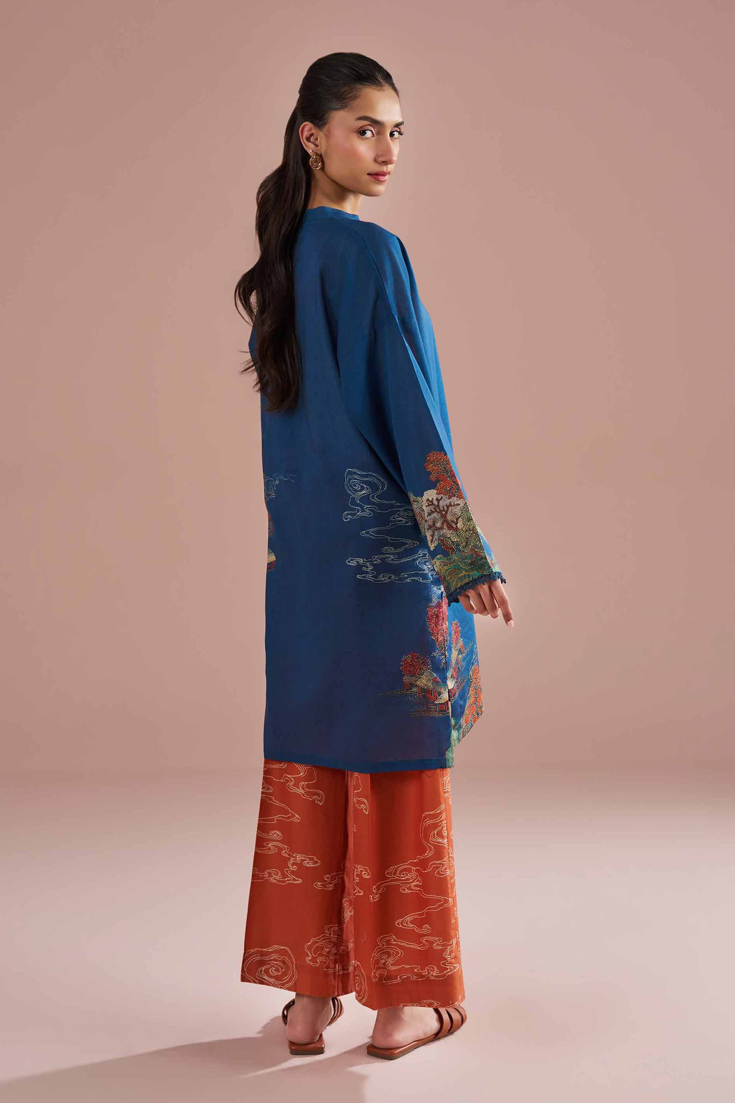 NishatUK - Blue Printed Lawn 2-piece ready to wear Dress