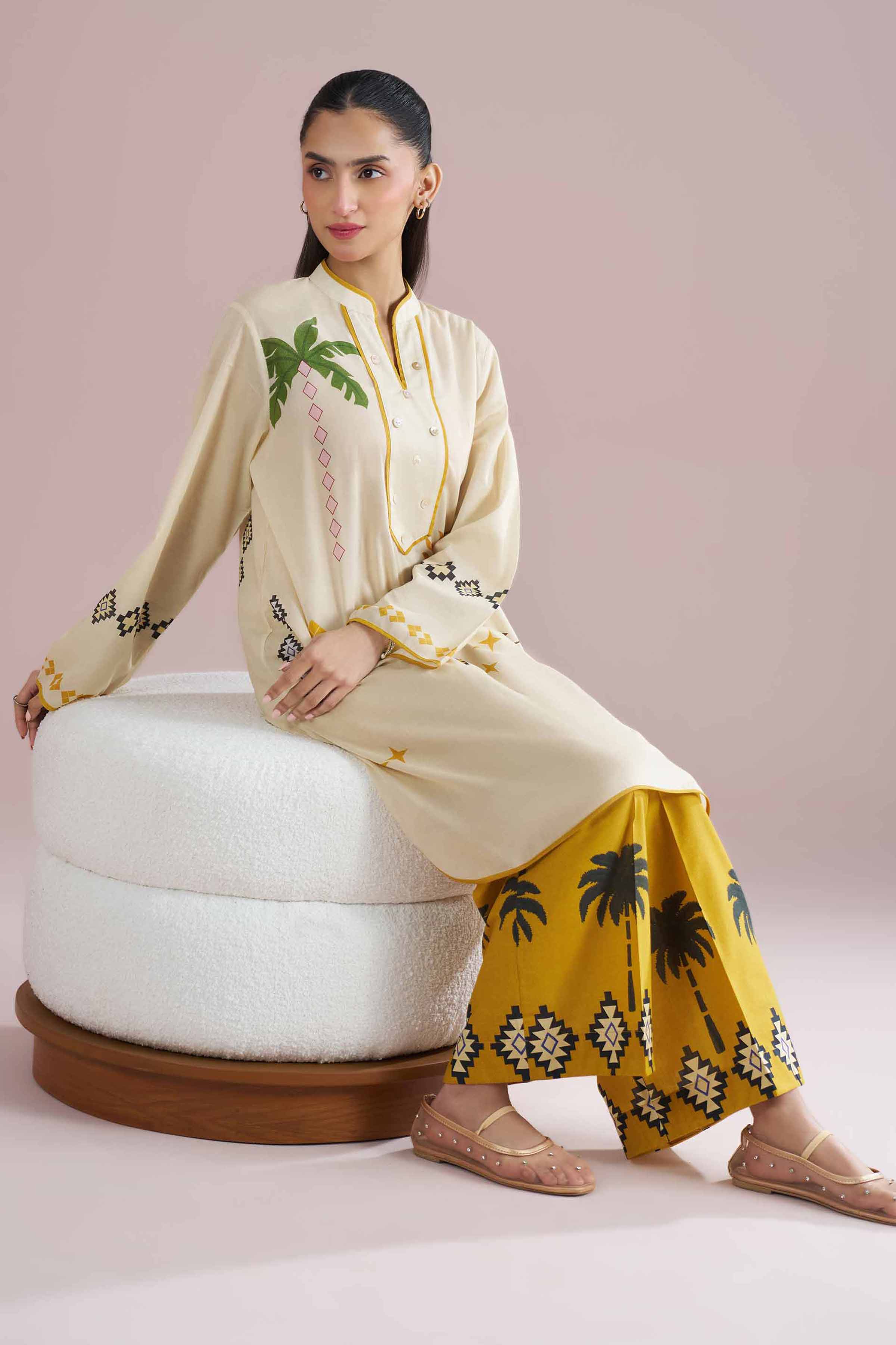 Nishat UK - Off White Printed Lawn 2 Pieces Ready To Wear Dress