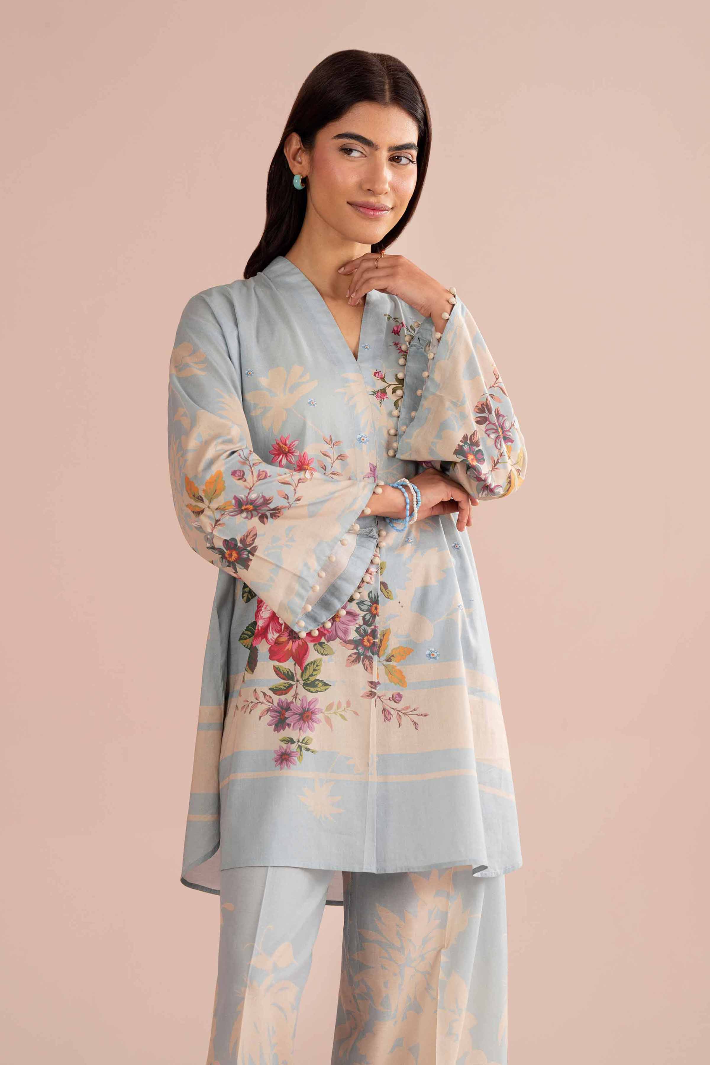 NishatUK - Blue Printed Lawn 2-piece ready to wear Dress