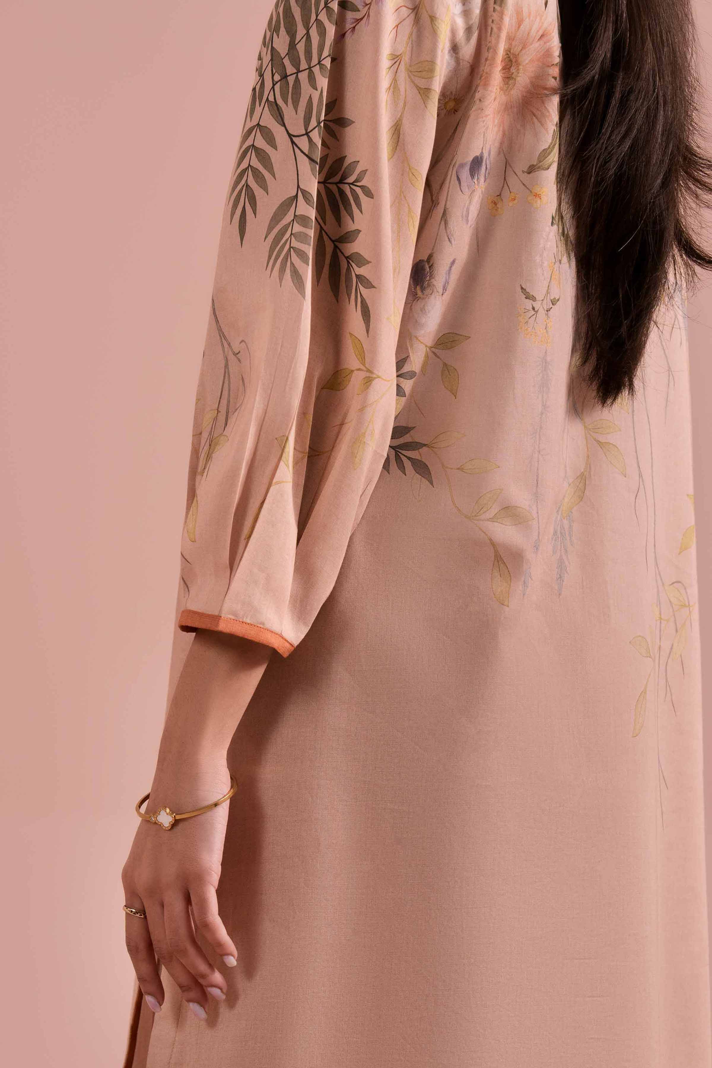 NishatUK - Beige Printed Lawn 2-piece ready to wear Dress