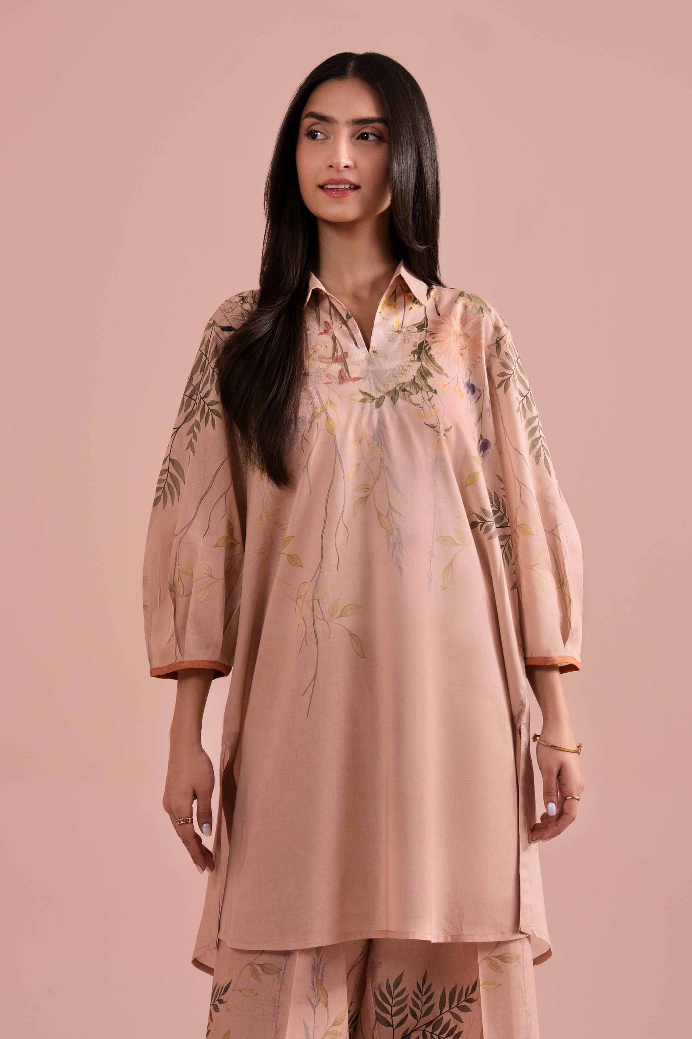 NishatUK - Beige Printed Lawn 2-piece ready to wear Dress