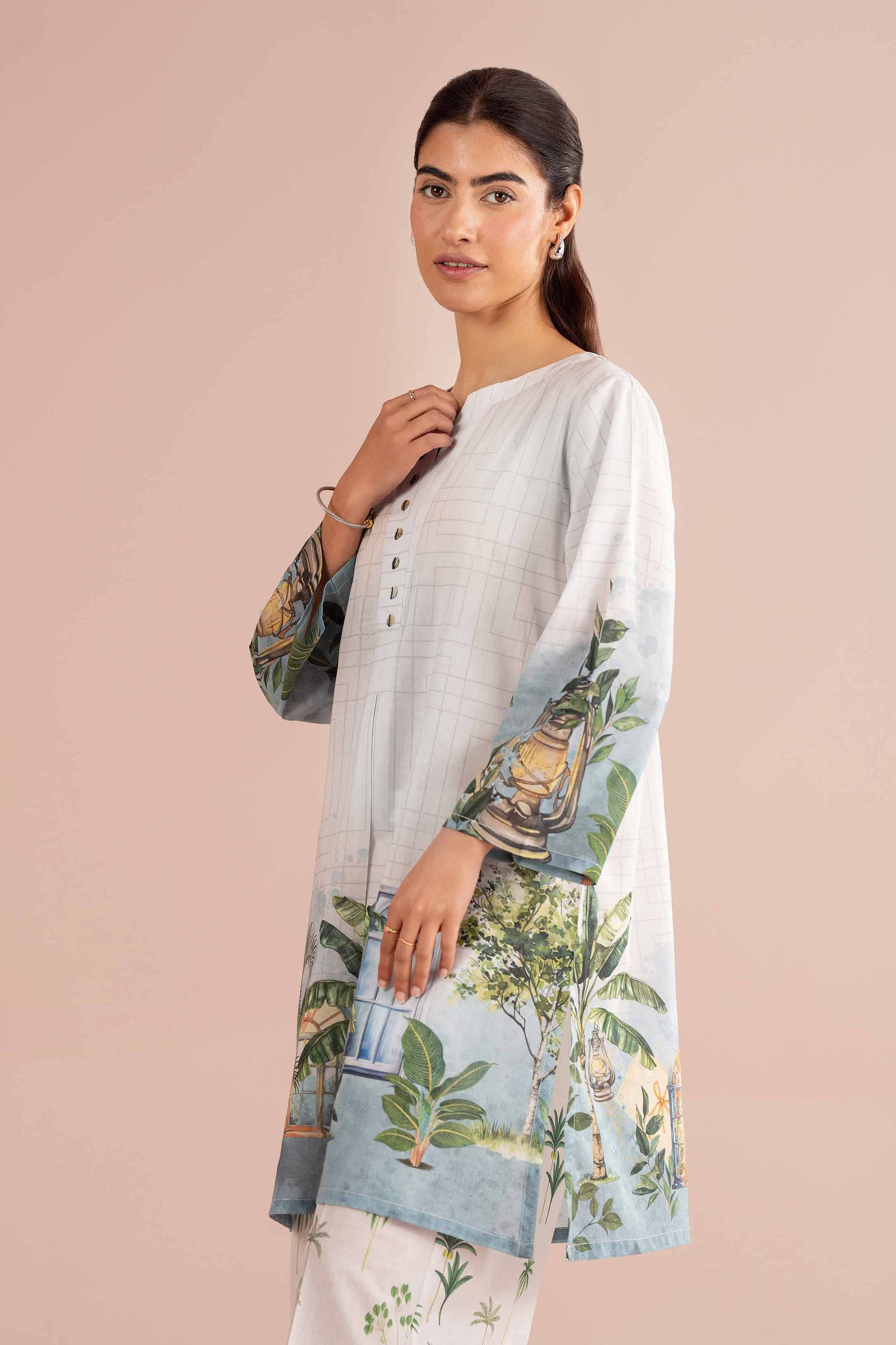 NishatUK - Grey Printed Lawn 2-piece ready to wear Dress