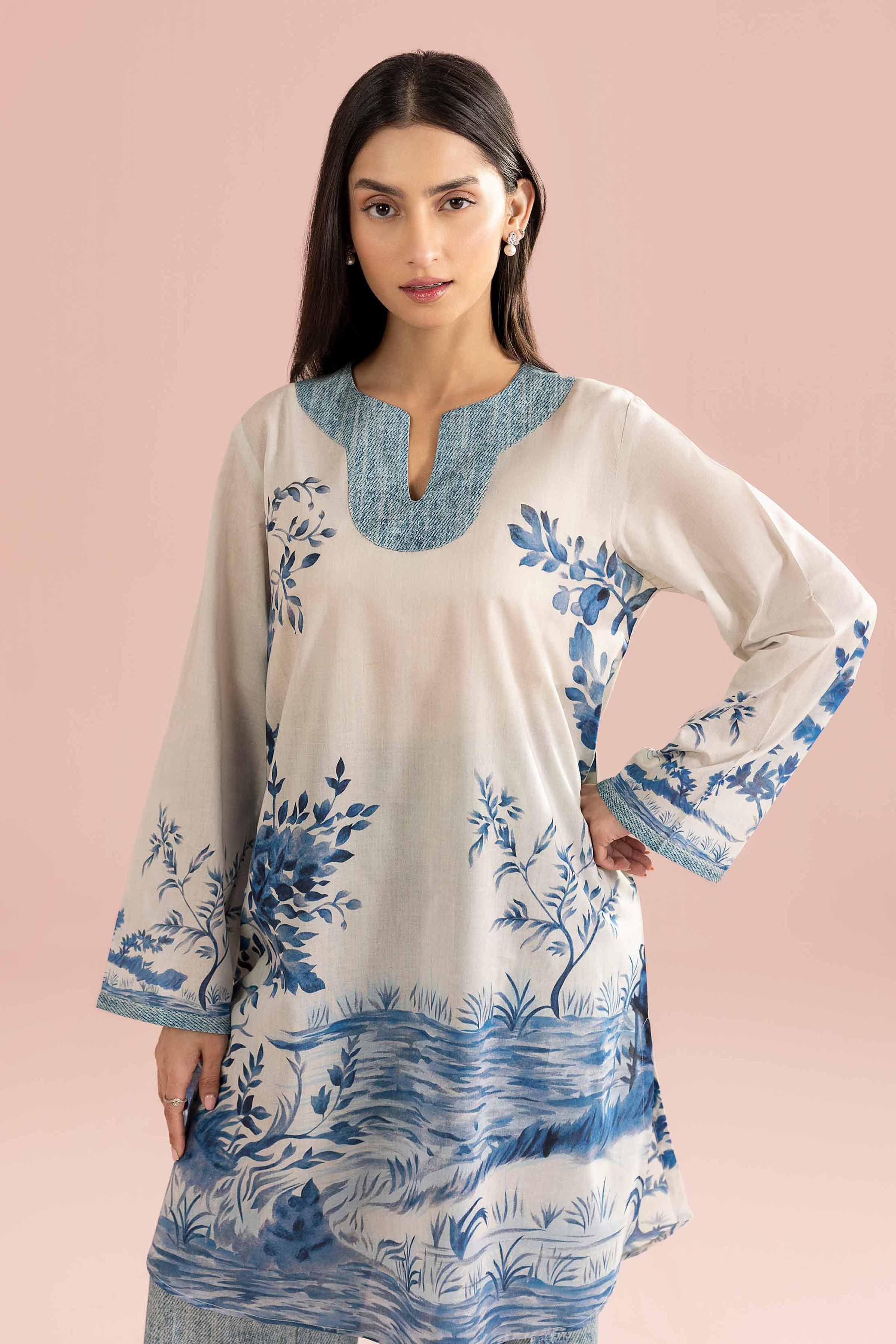 NishatUK - Grey Printed Lawn 2-piece ready to wear Dress