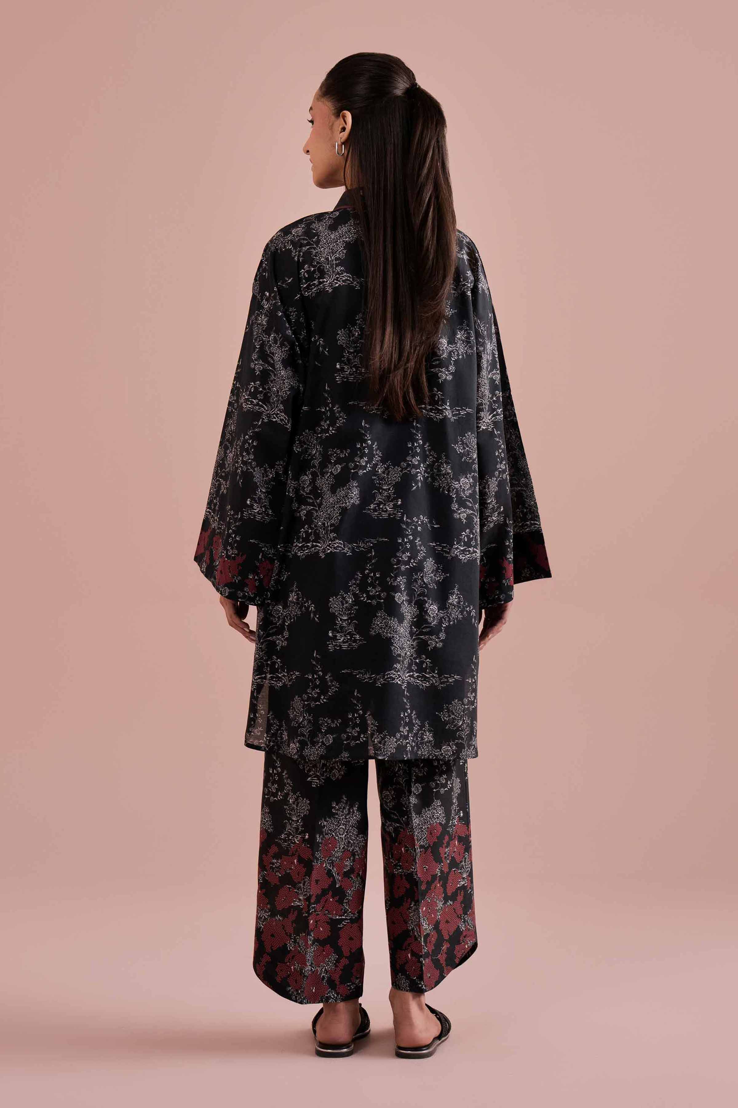NishatUK - Black Printed Lawn 2-piece ready to wear Dress