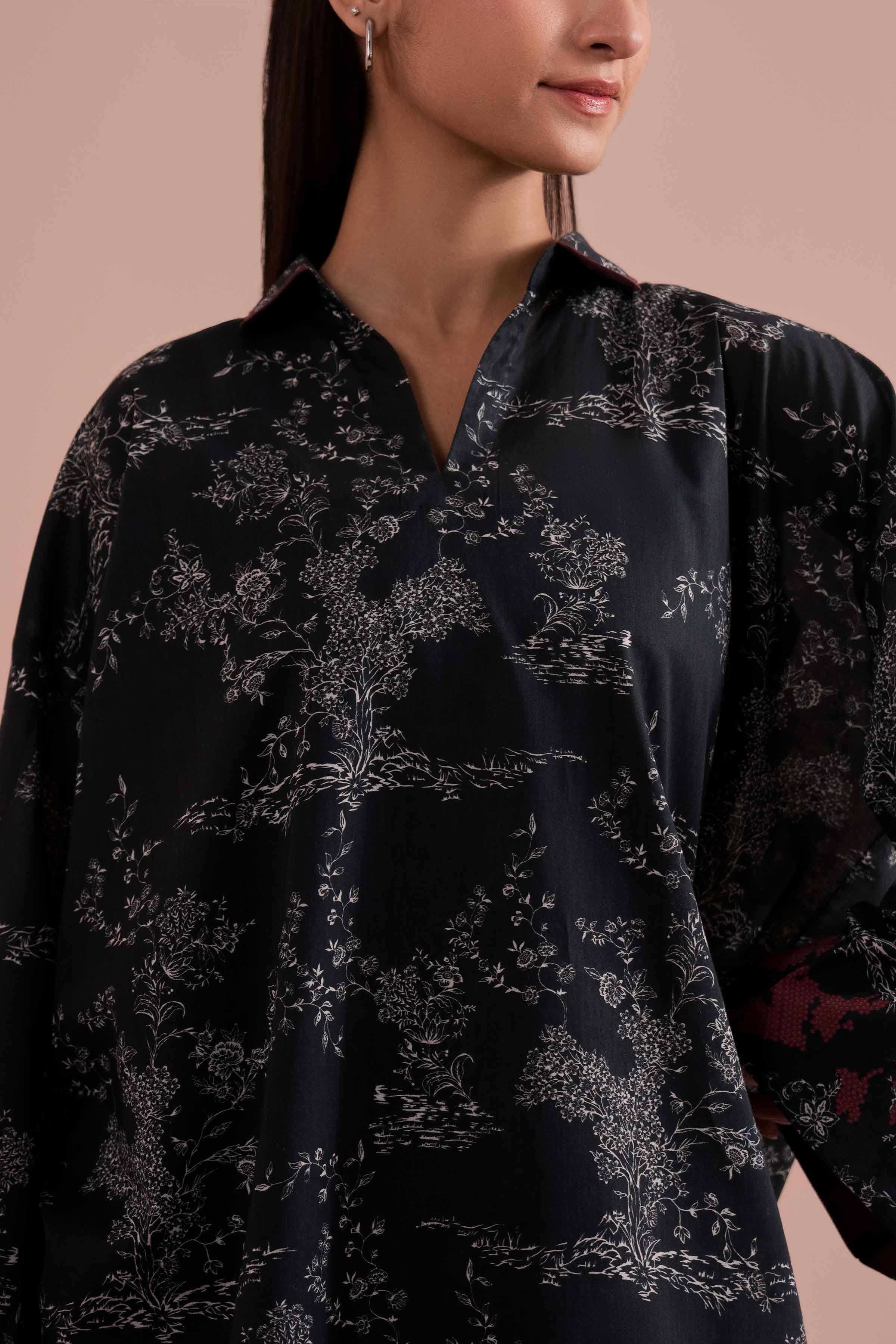 NishatUK - Black Printed Lawn 2-piece ready to wear Dress