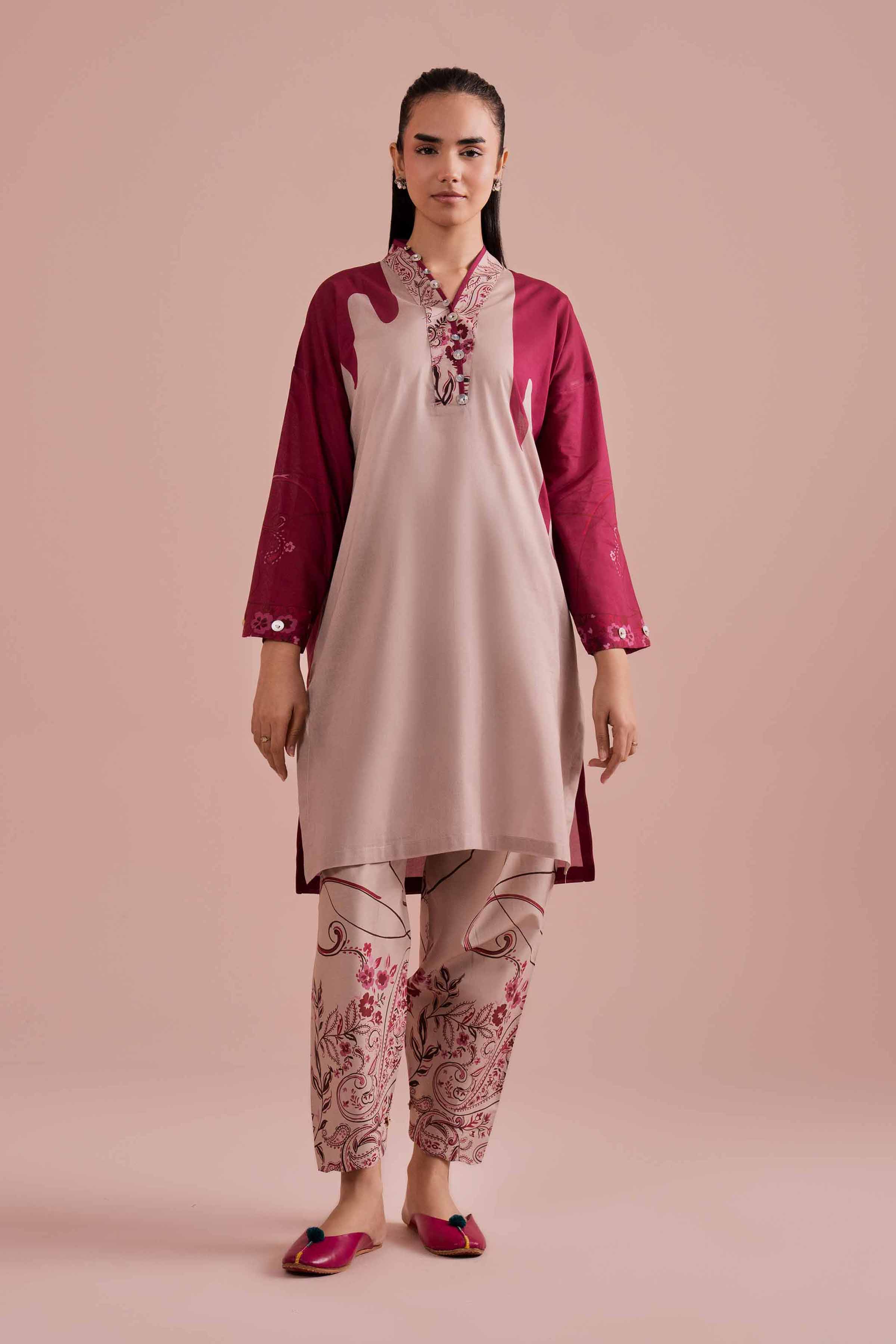 Nishat UK - Beige Printed Lawn 2 Pieces Ready To Wear Dress