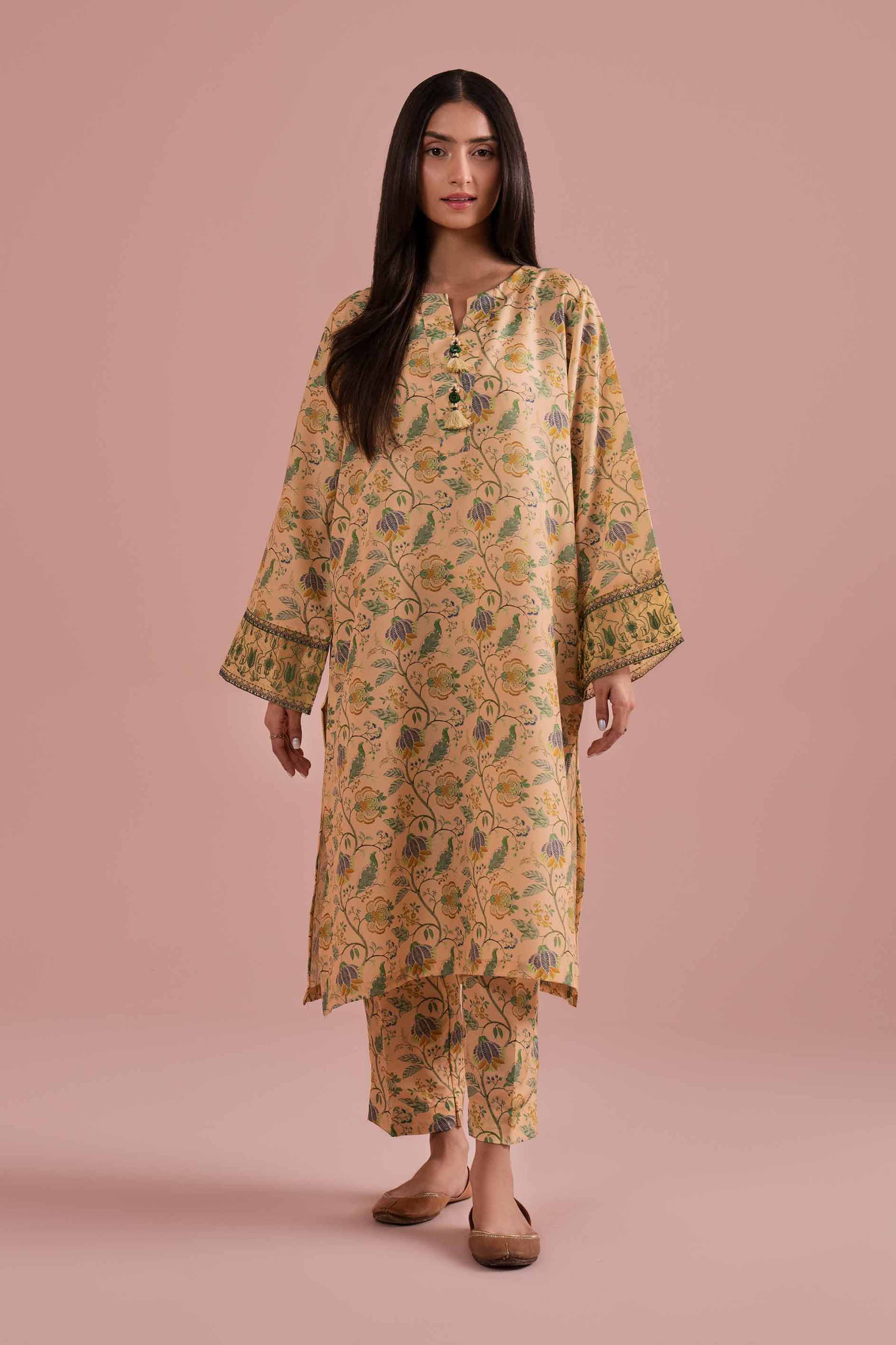NishatUK - Yellow Embroidered Lawn 2-piece ready to wear Dress