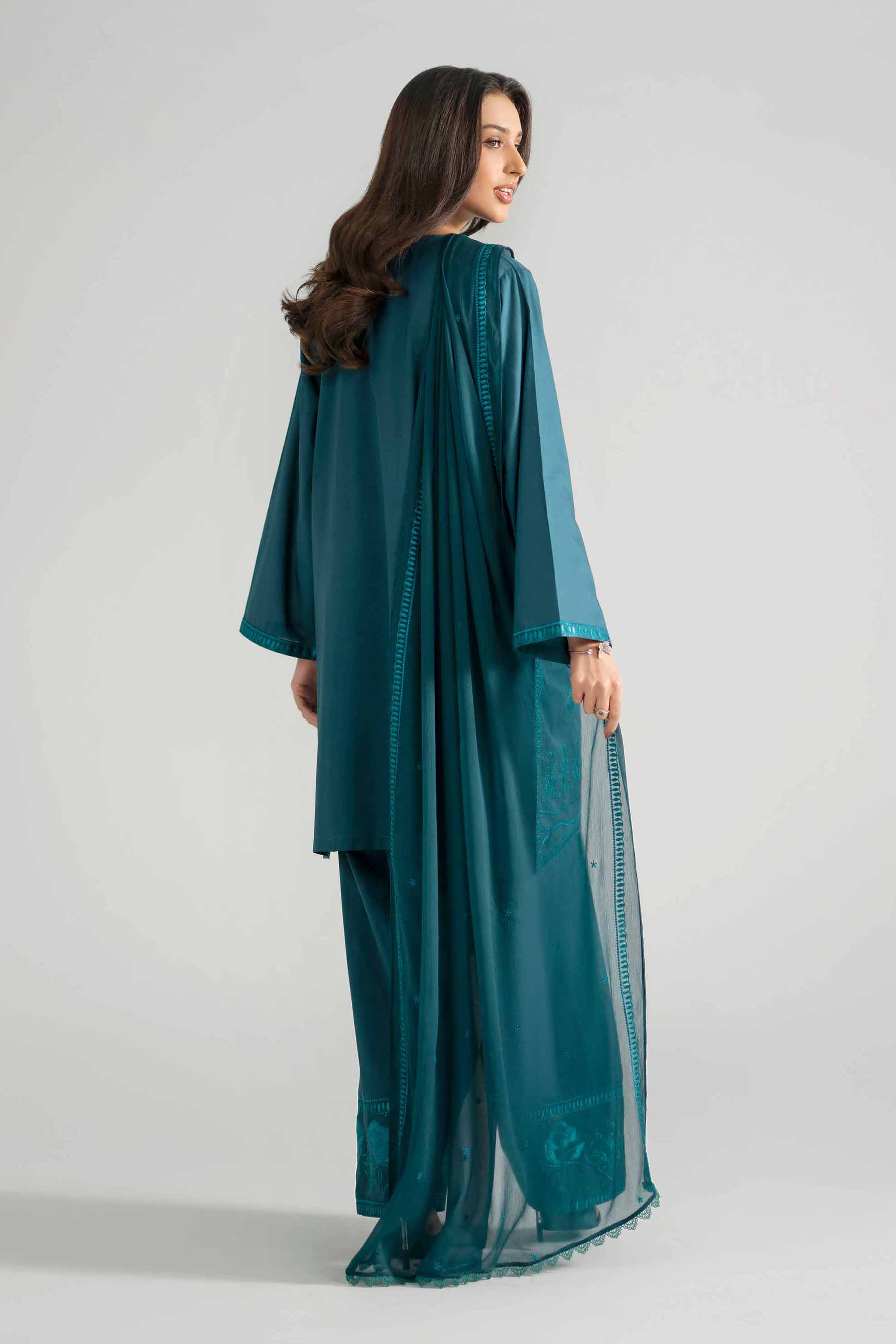 Nishat UK - Green Embroidered Cambric 3 Piece ready to wear Suit