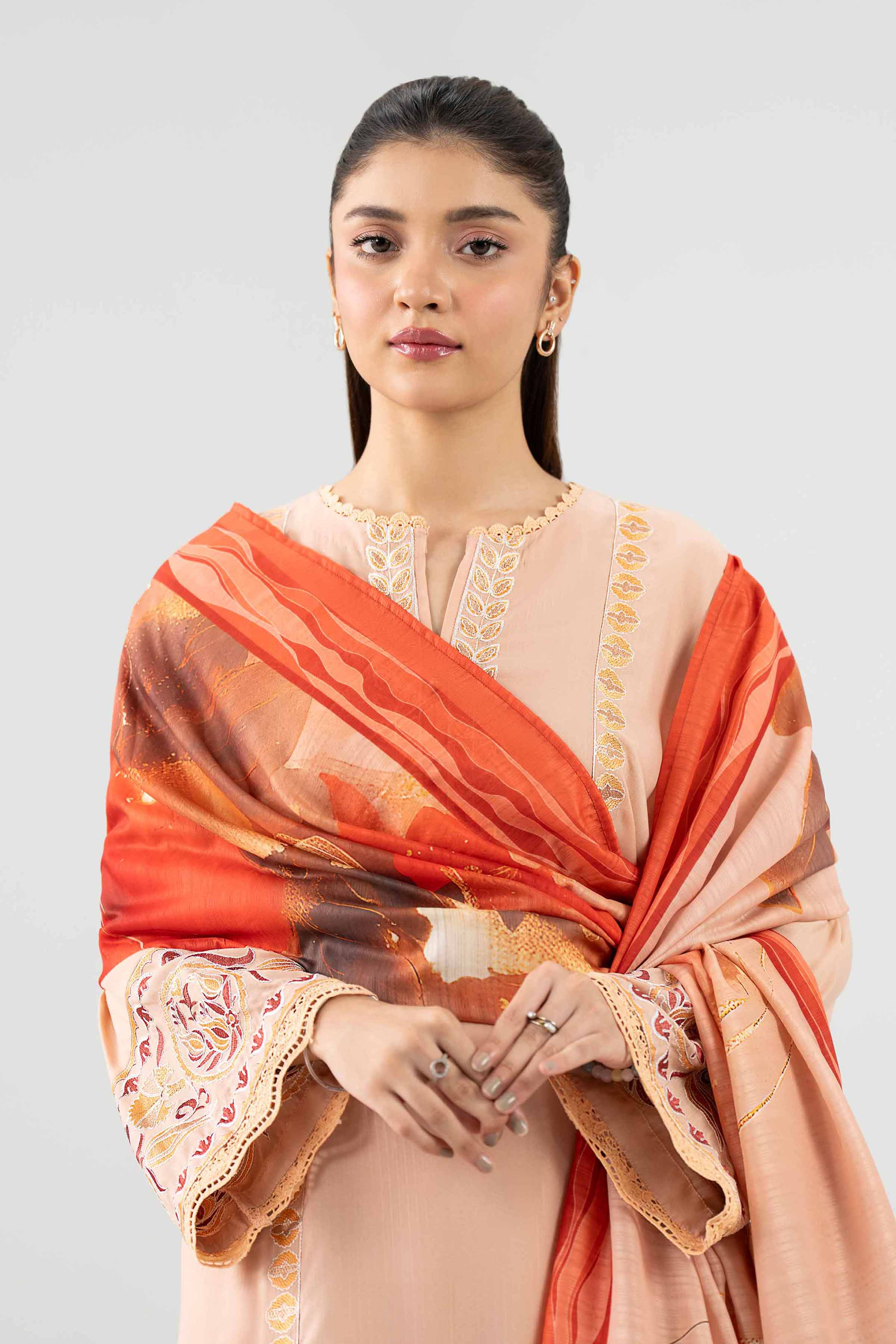 Nishat UK - Beige Embroidered Linen 3 Pieces ready to wear Suit