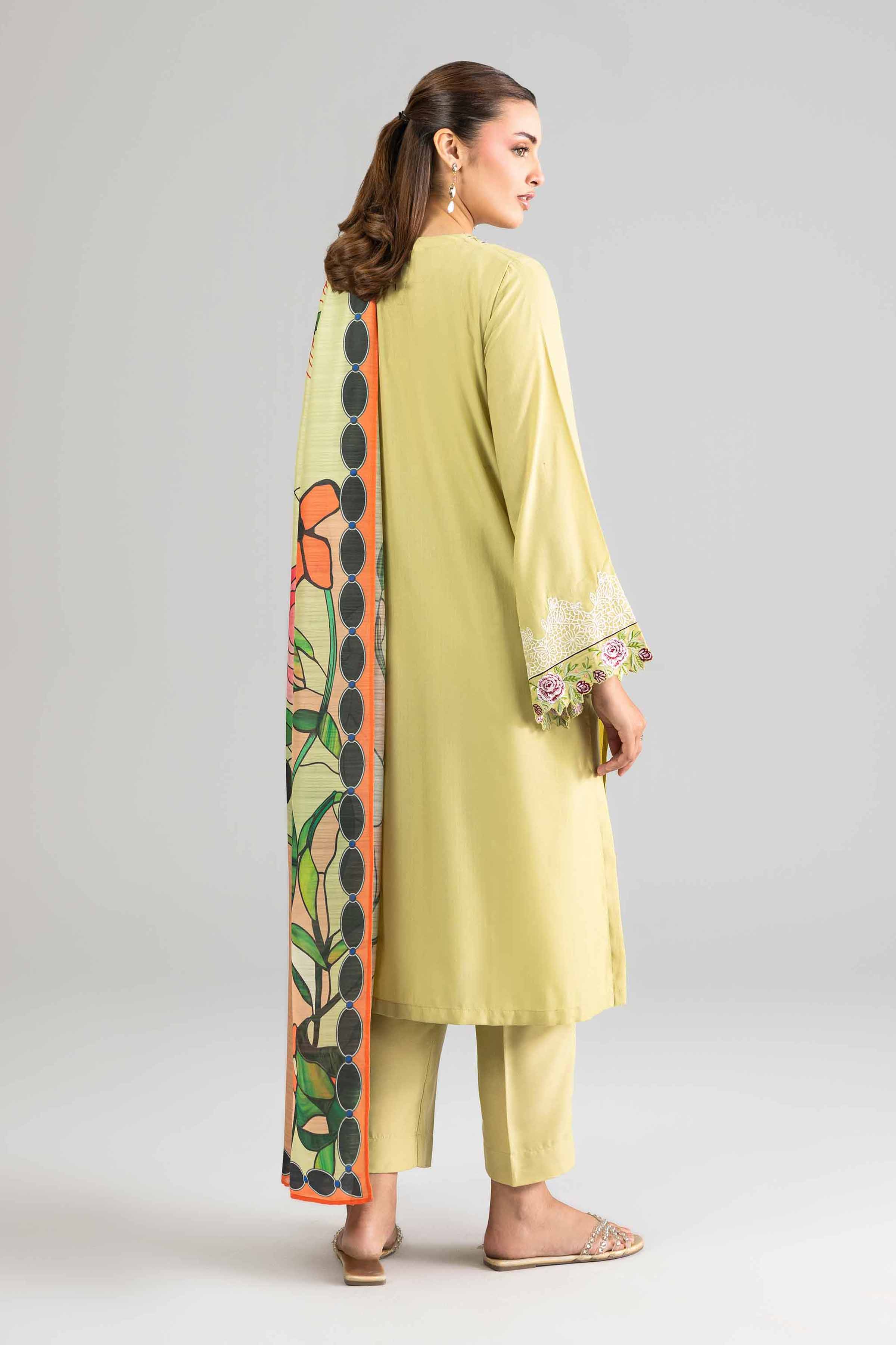 NishatUK - Green Embroidered Linen 3-piece ready to wear Suit