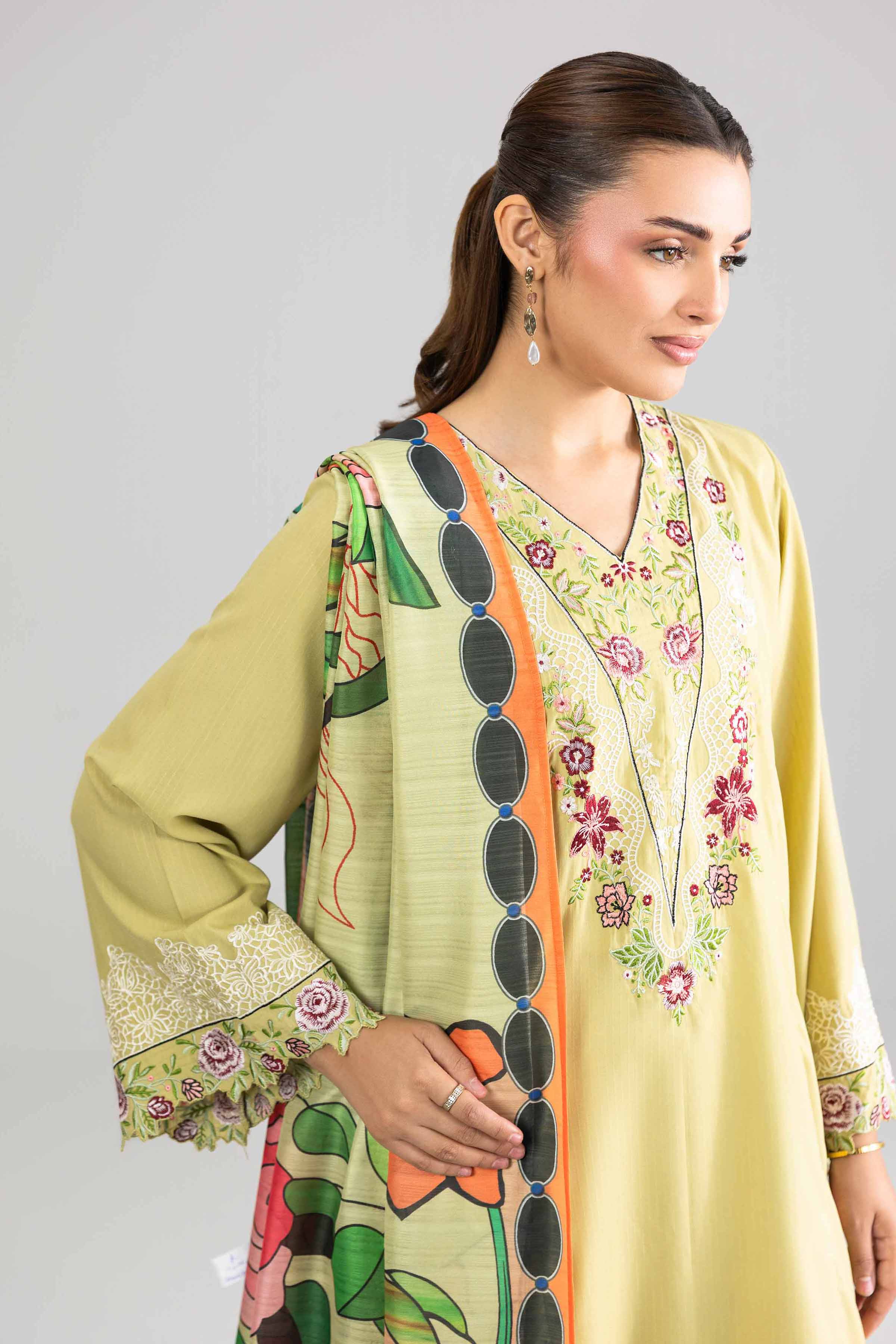 NishatUK - Green Embroidered Linen 3-piece ready to wear Suit