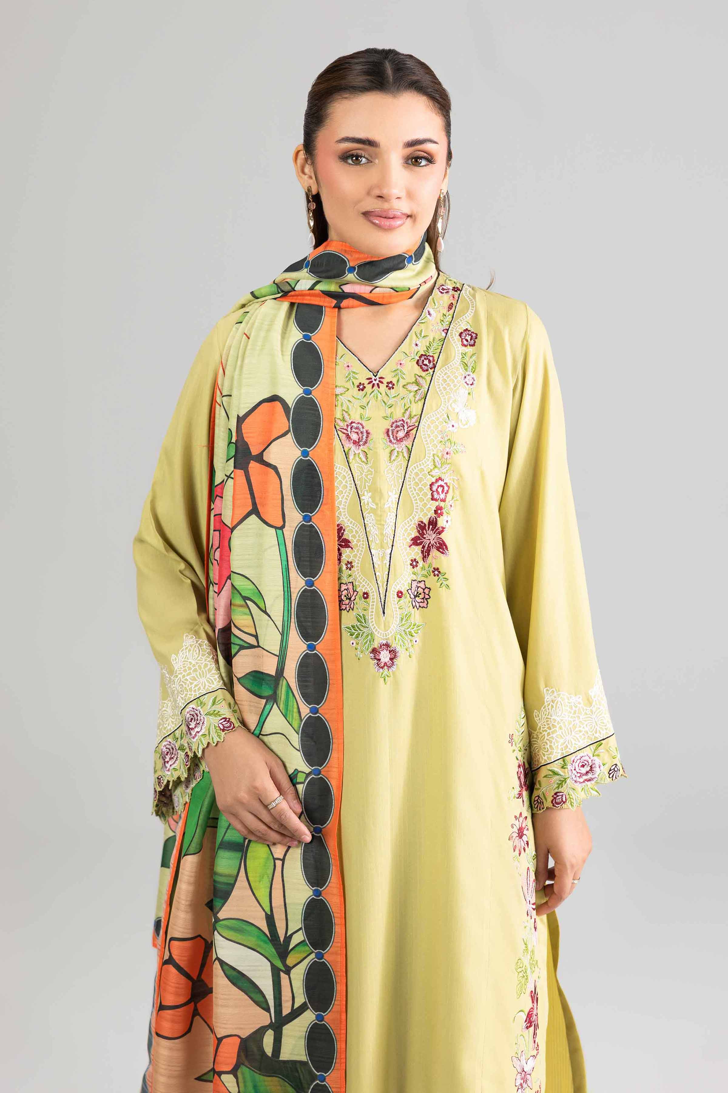 NishatUK - Green Embroidered Linen 3-piece ready to wear Suit