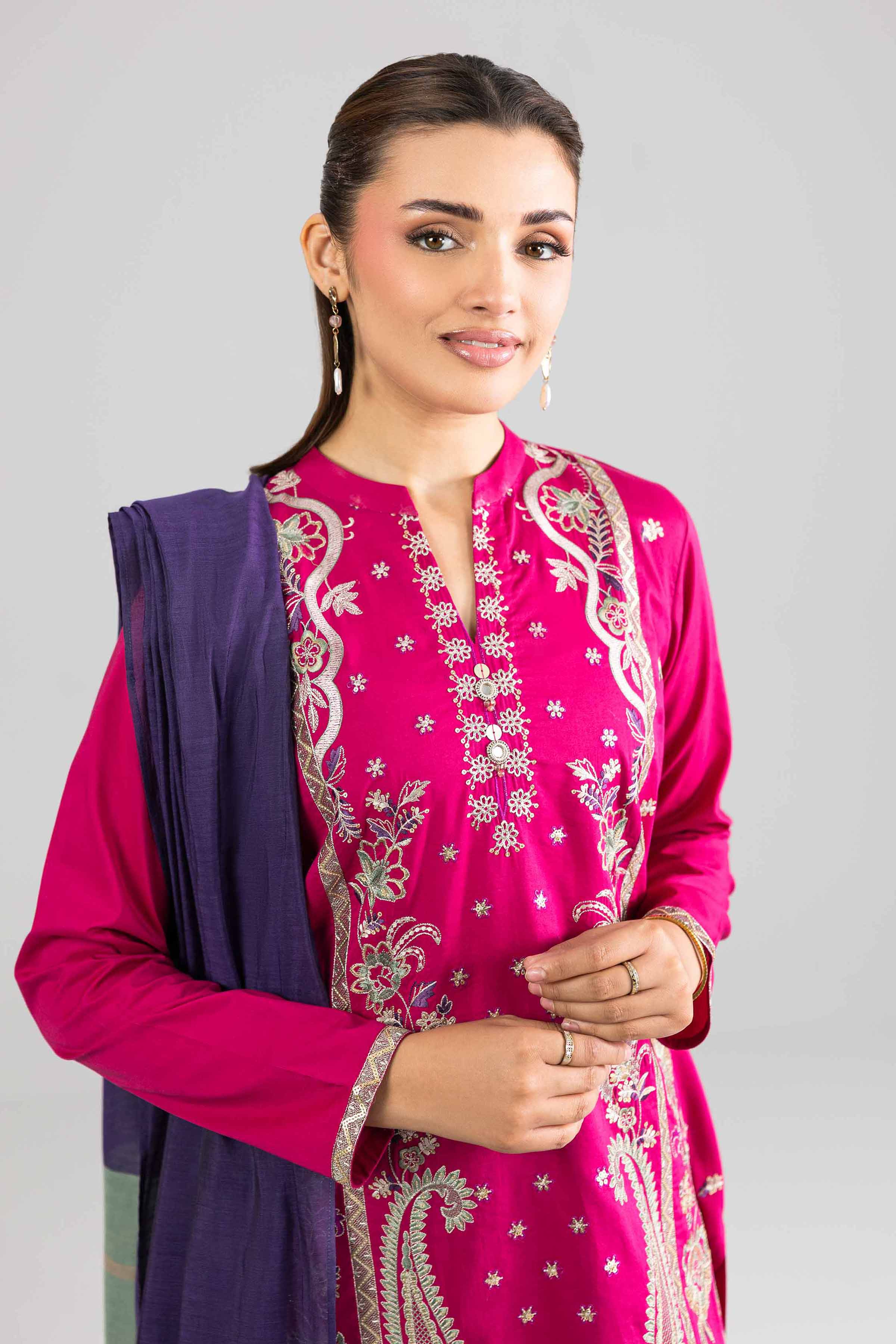 NishatUK - Pink Embroidered Yarn Dyed 3-piece ready to wear Suit