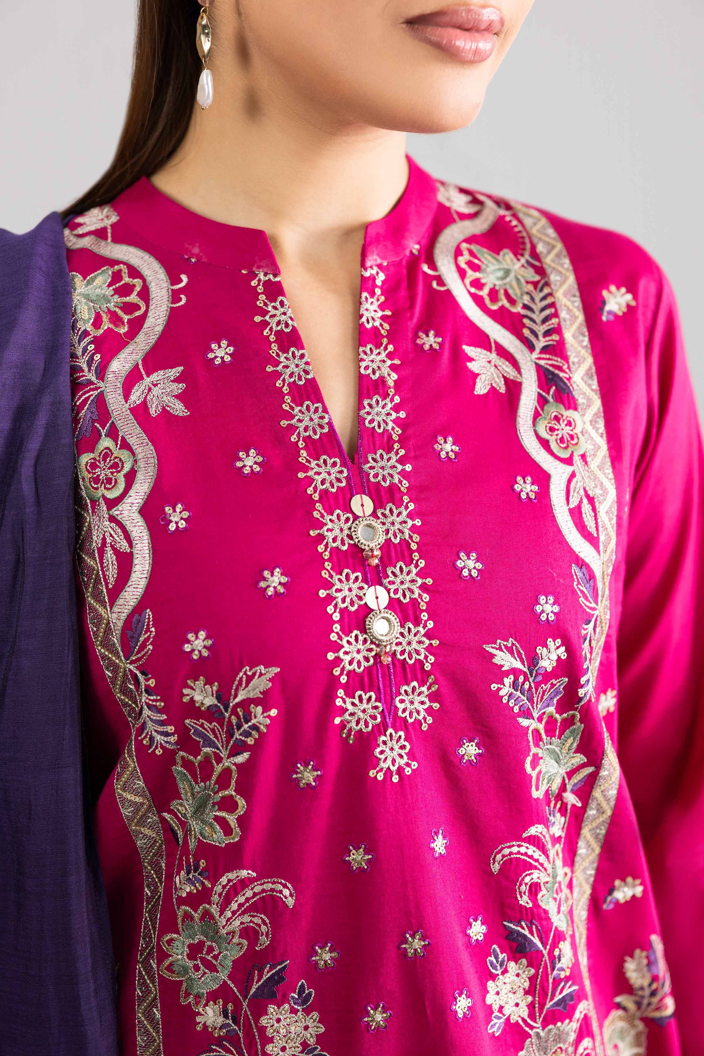NishatUK - Pink Embroidered Yarn Dyed 3-piece ready to wear Suit