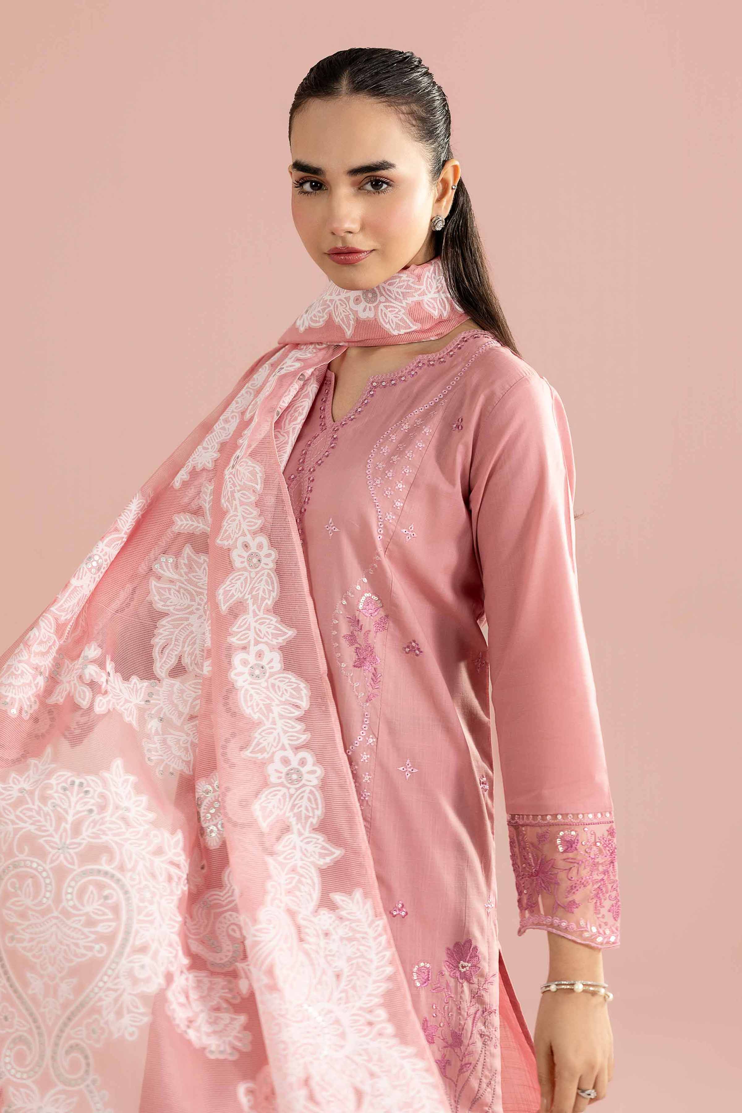 NishatUK - Pink Embroidered Cross Hatch 3-piece ready to wear Suit