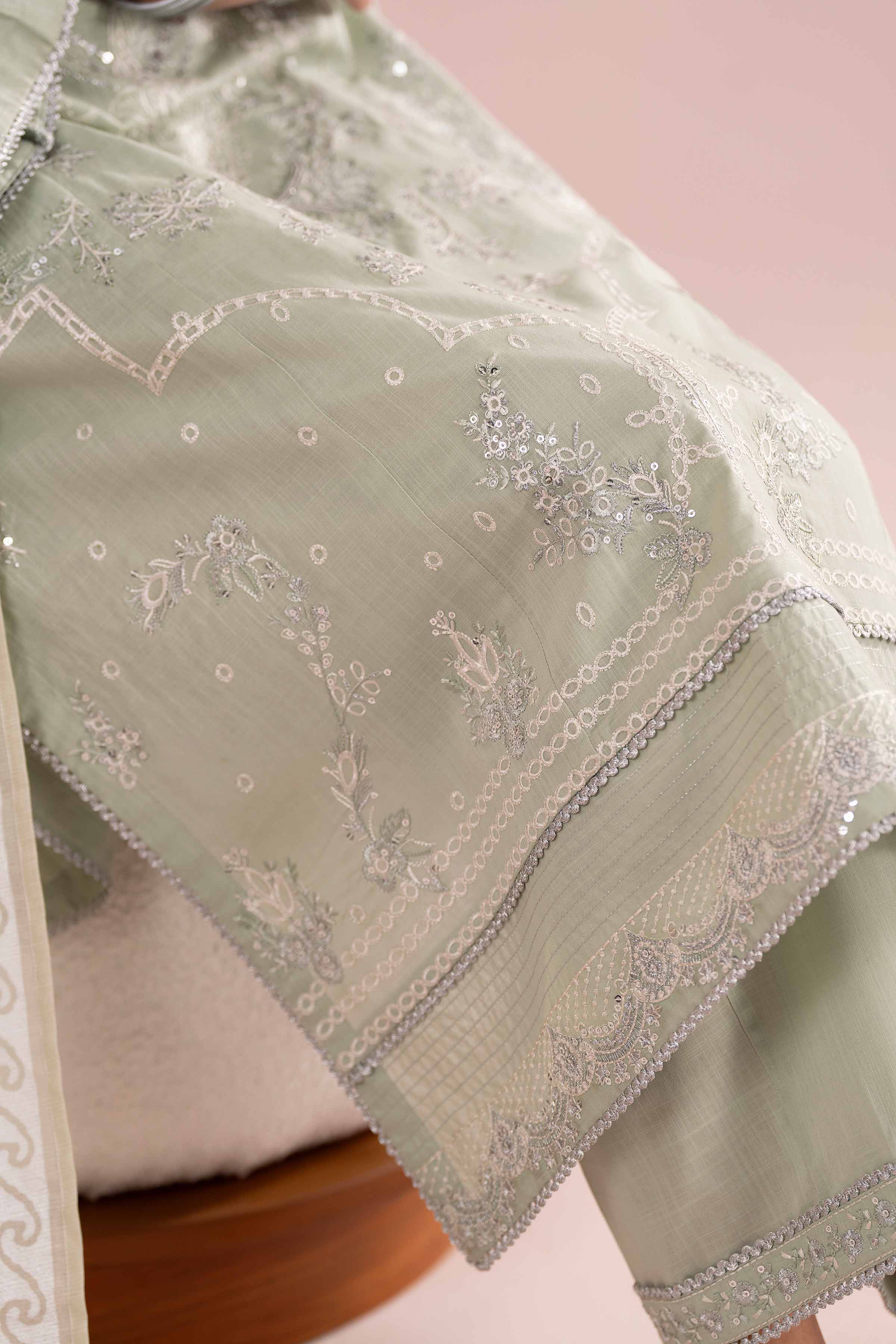 NishatUK - Green Embroidered Cross Hatch  ready to wear Suit