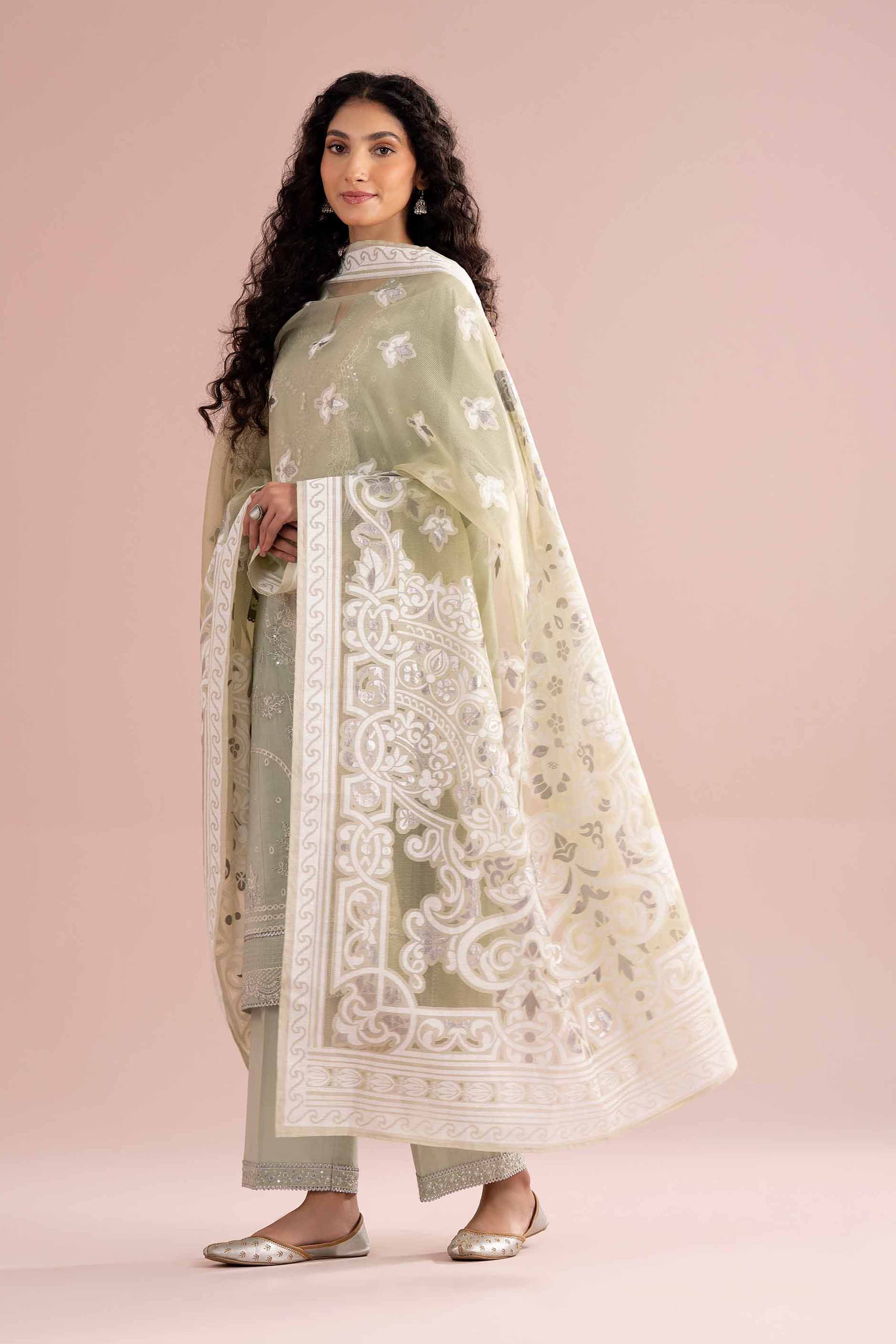 NishatUK - Green Embroidered Cross Hatch  ready to wear Suit