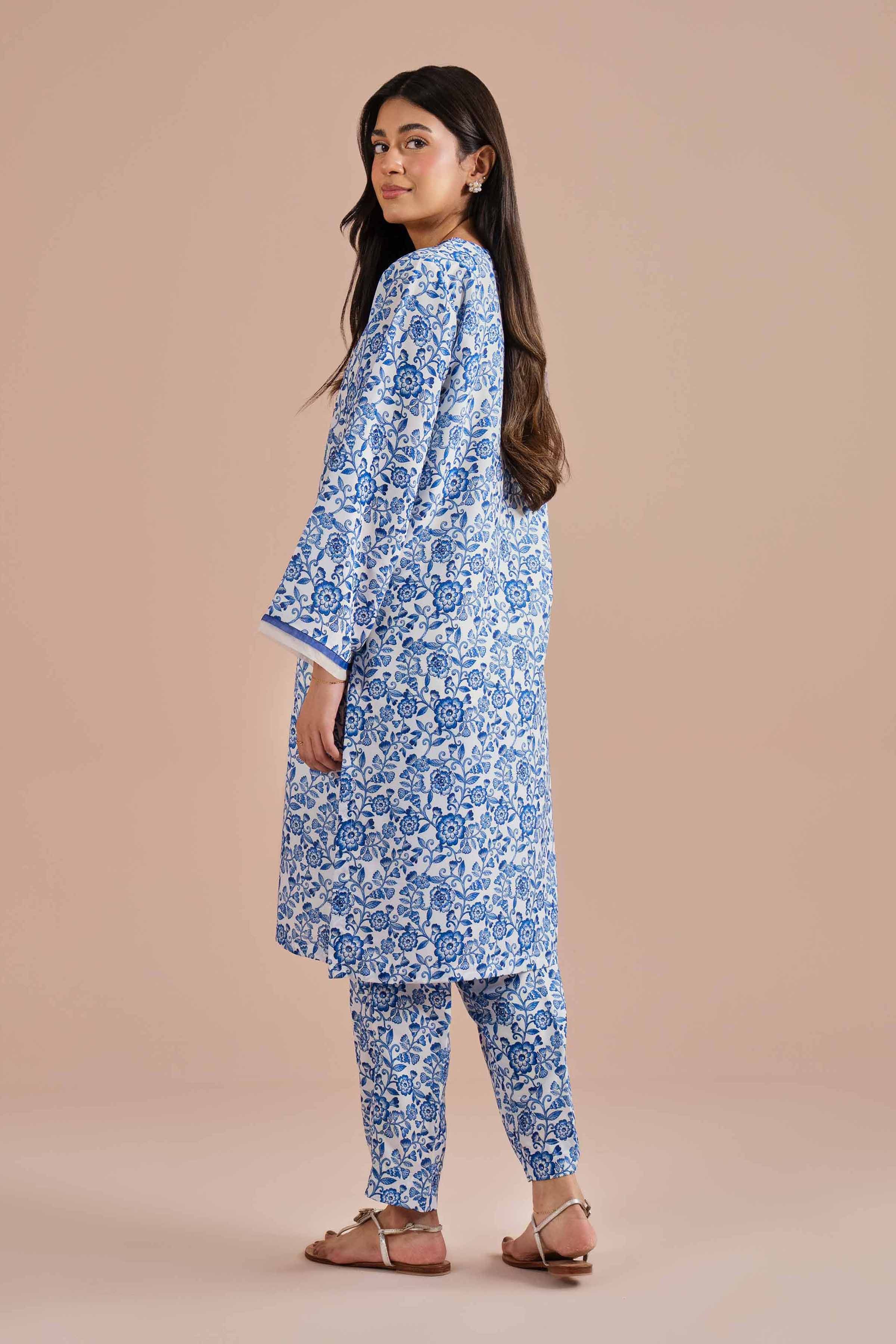 NishatUK - Blue Embroidered Lawn 2-piece ready to wear Dress