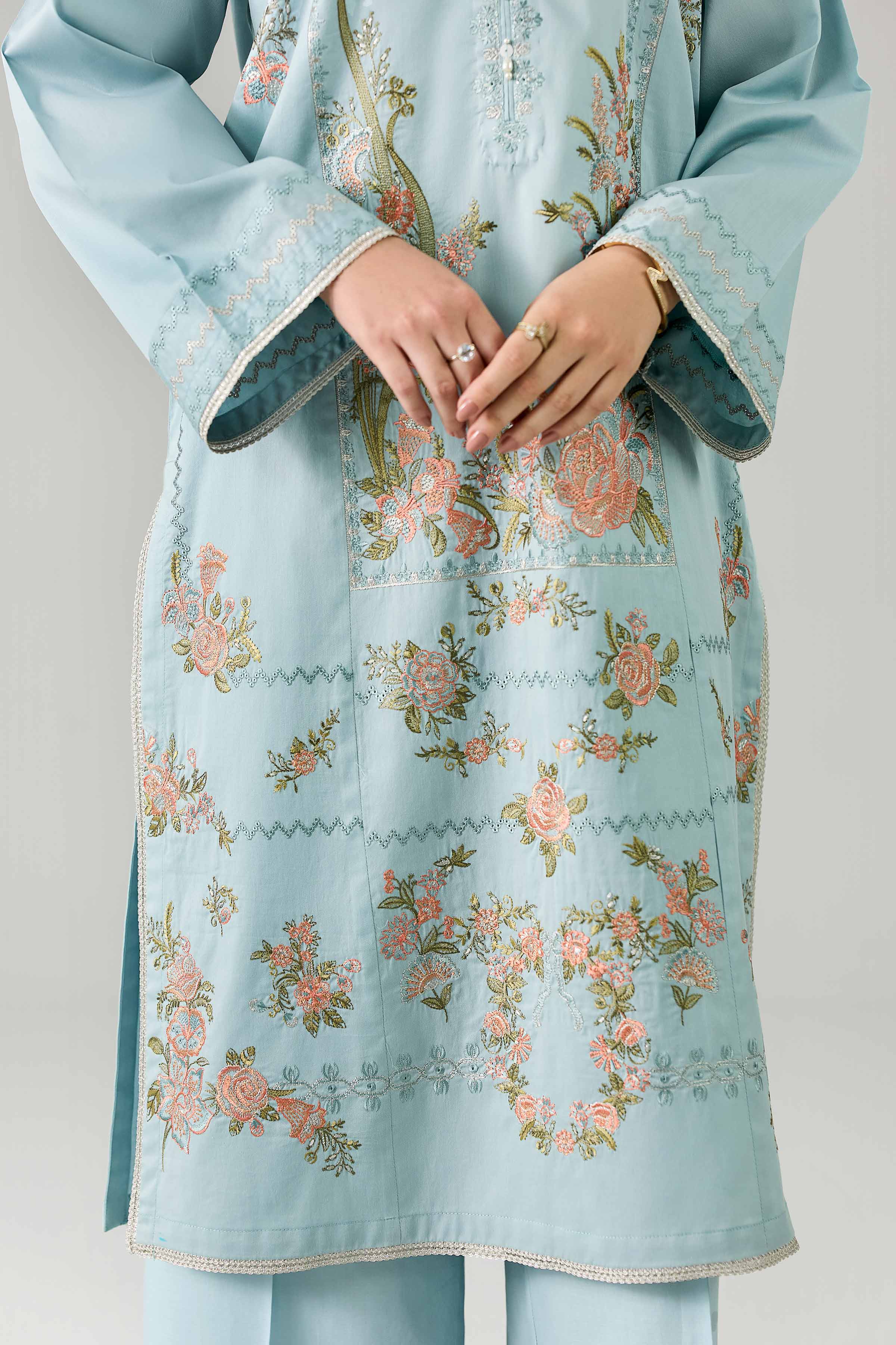 Nishat UK - Blue Embroidered Cotton 3-piece ready to wear Suit