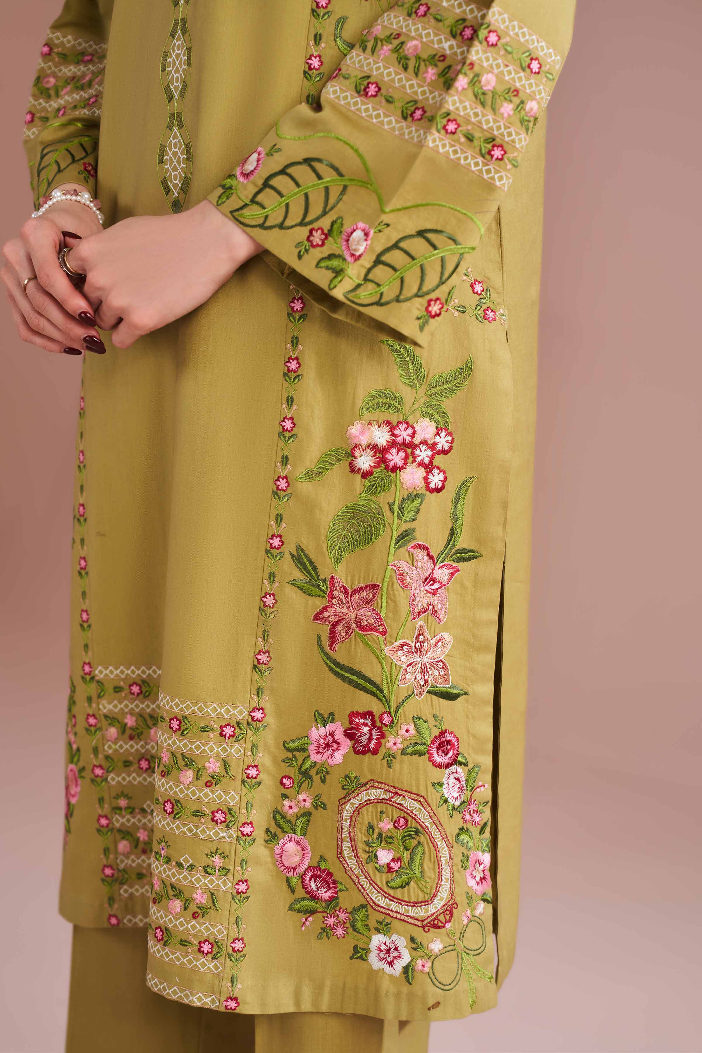 NishatUK - Green Embroidered Cotton  ready to wear Suit