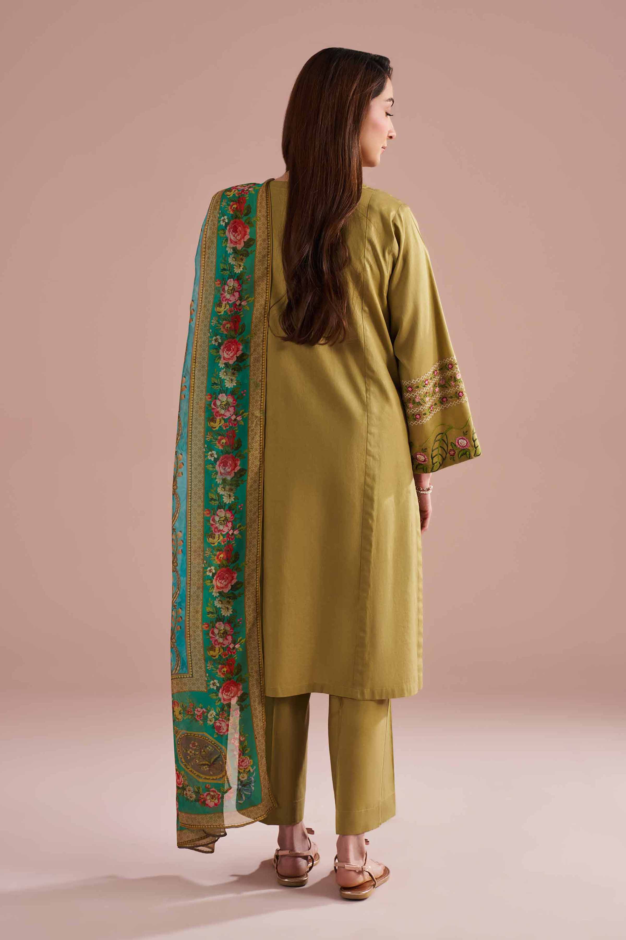NishatUK - Green Embroidered Cotton  ready to wear Suit
