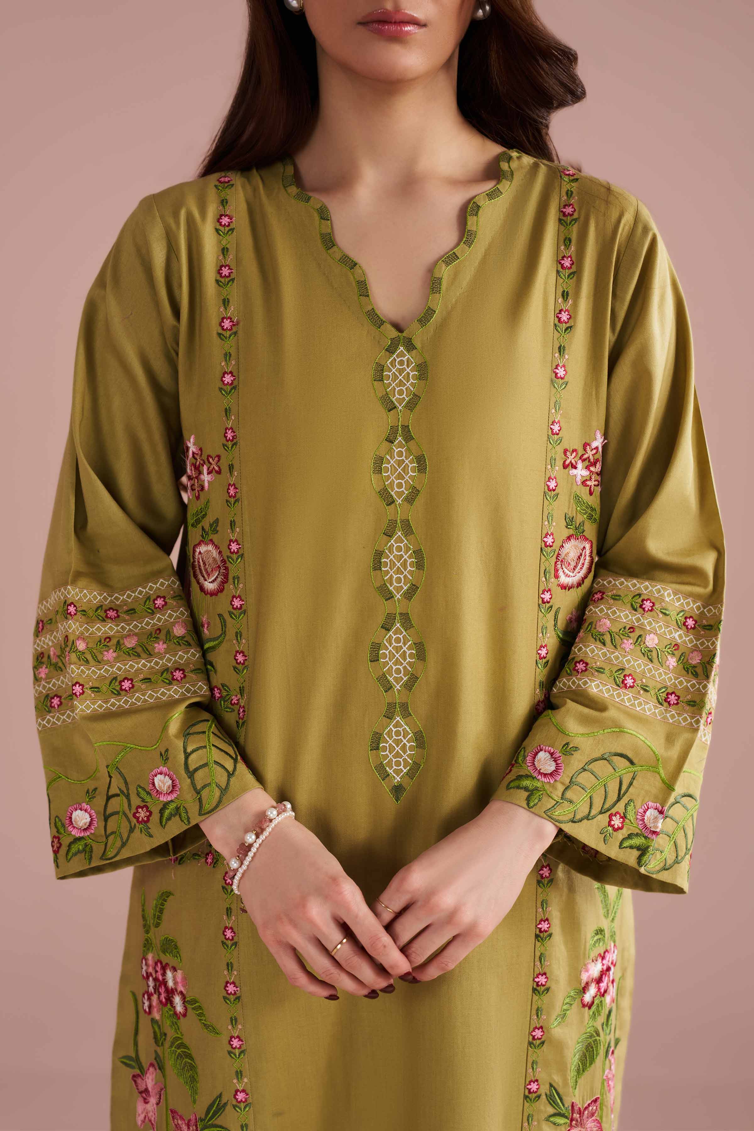NishatUK - Green Embroidered Cotton  ready to wear Suit