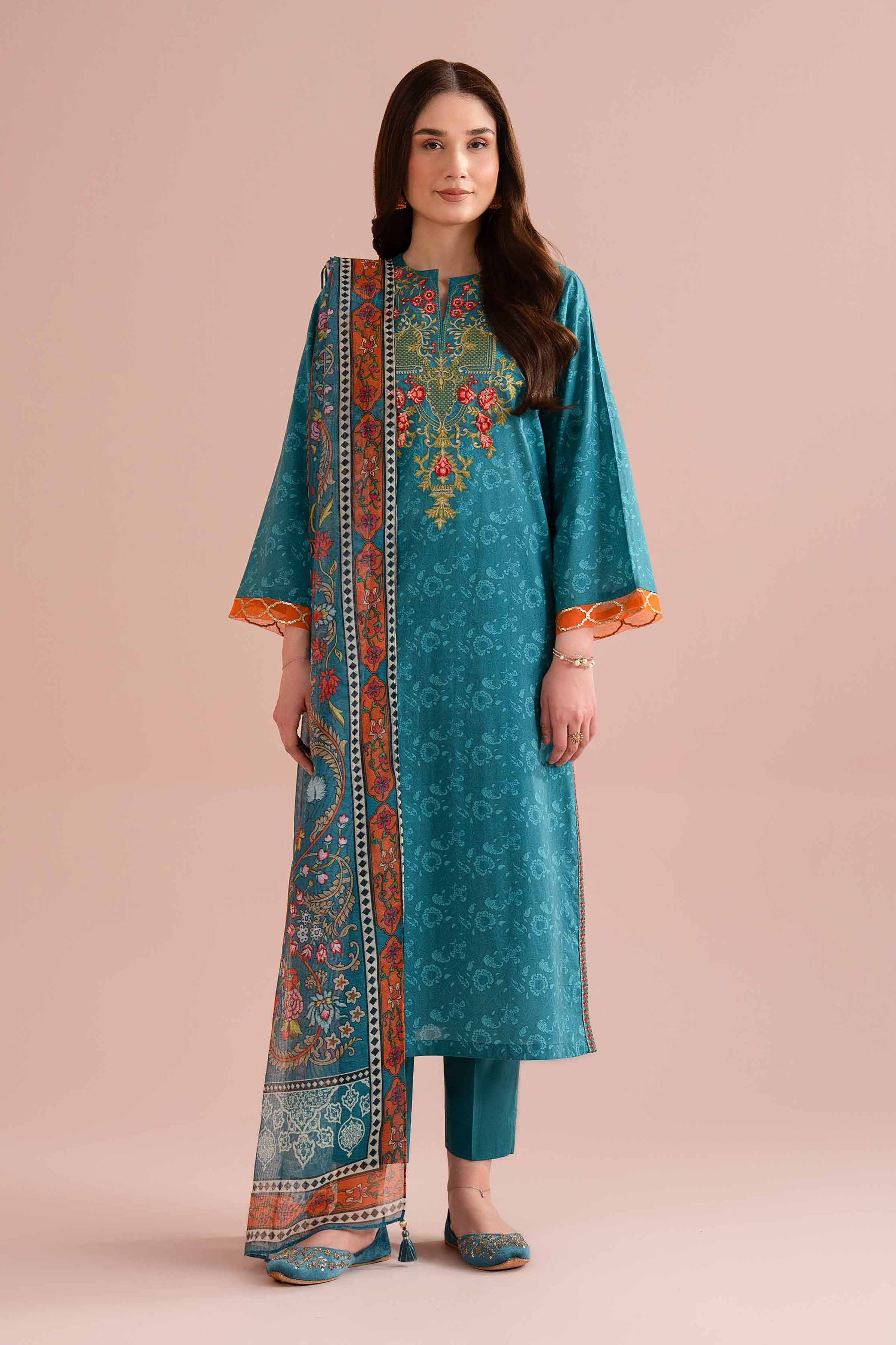 NishatUK - Green Embroidered Lawn 3-piece ready to wear Dress