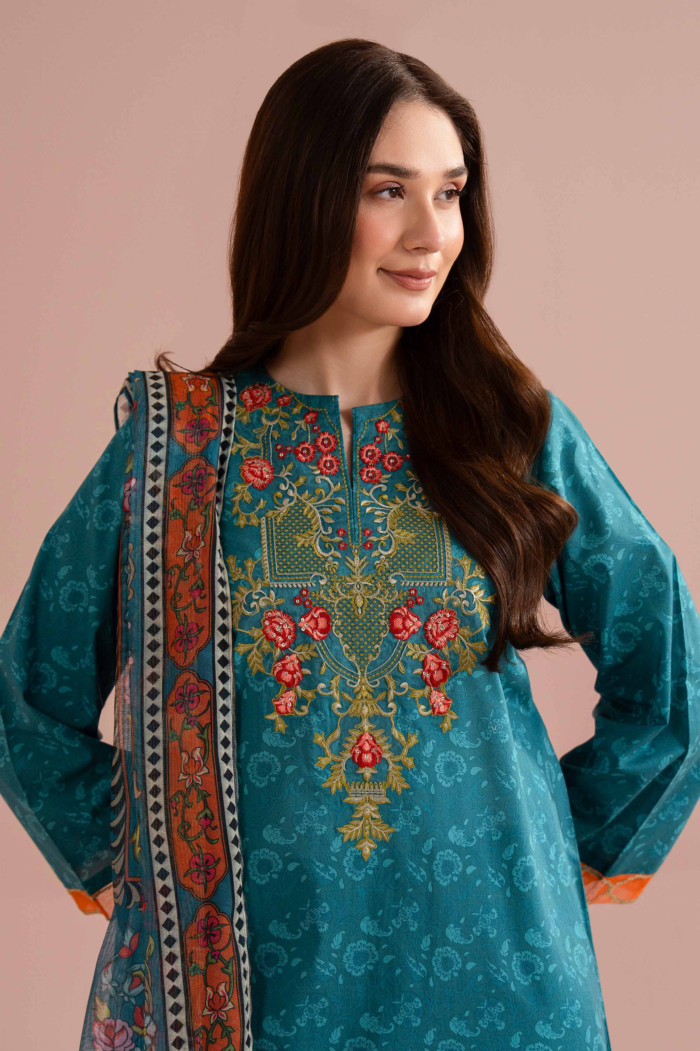 NishatUK - Green Embroidered Lawn 3-piece ready to wear Dress
