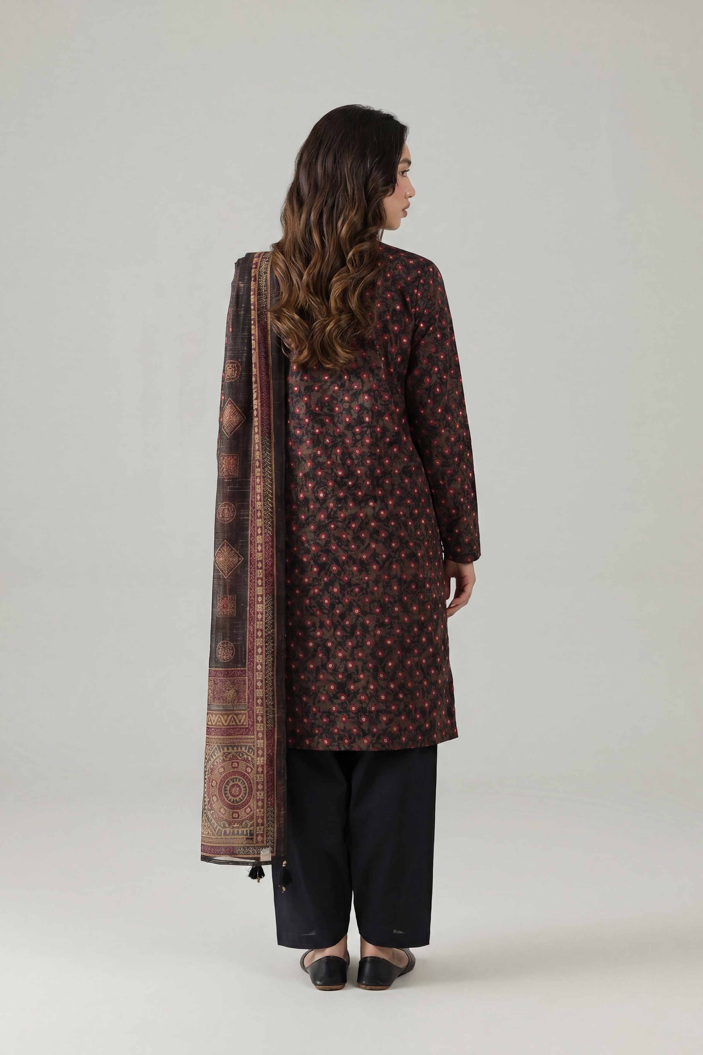 Nishat UK - Black Embroidered Lawn 3 Pieces ready to wear Suit