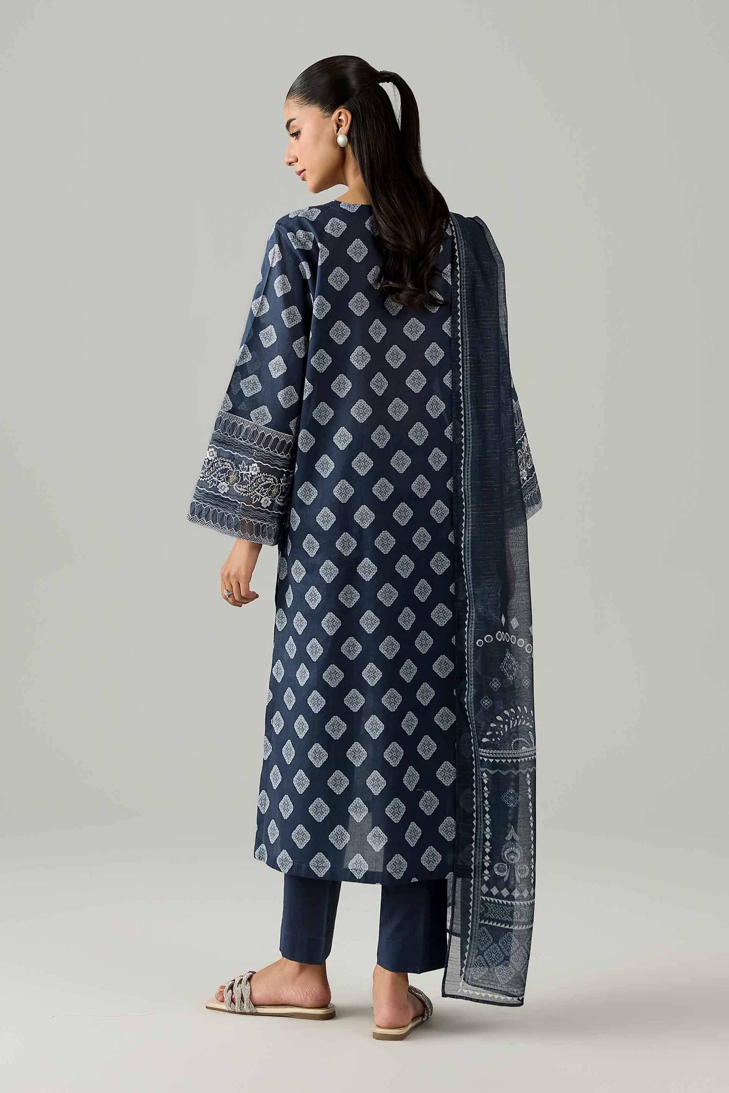 Nishat UK - Blue Embroidered Lawn 3 Pieces ready to wear Suit