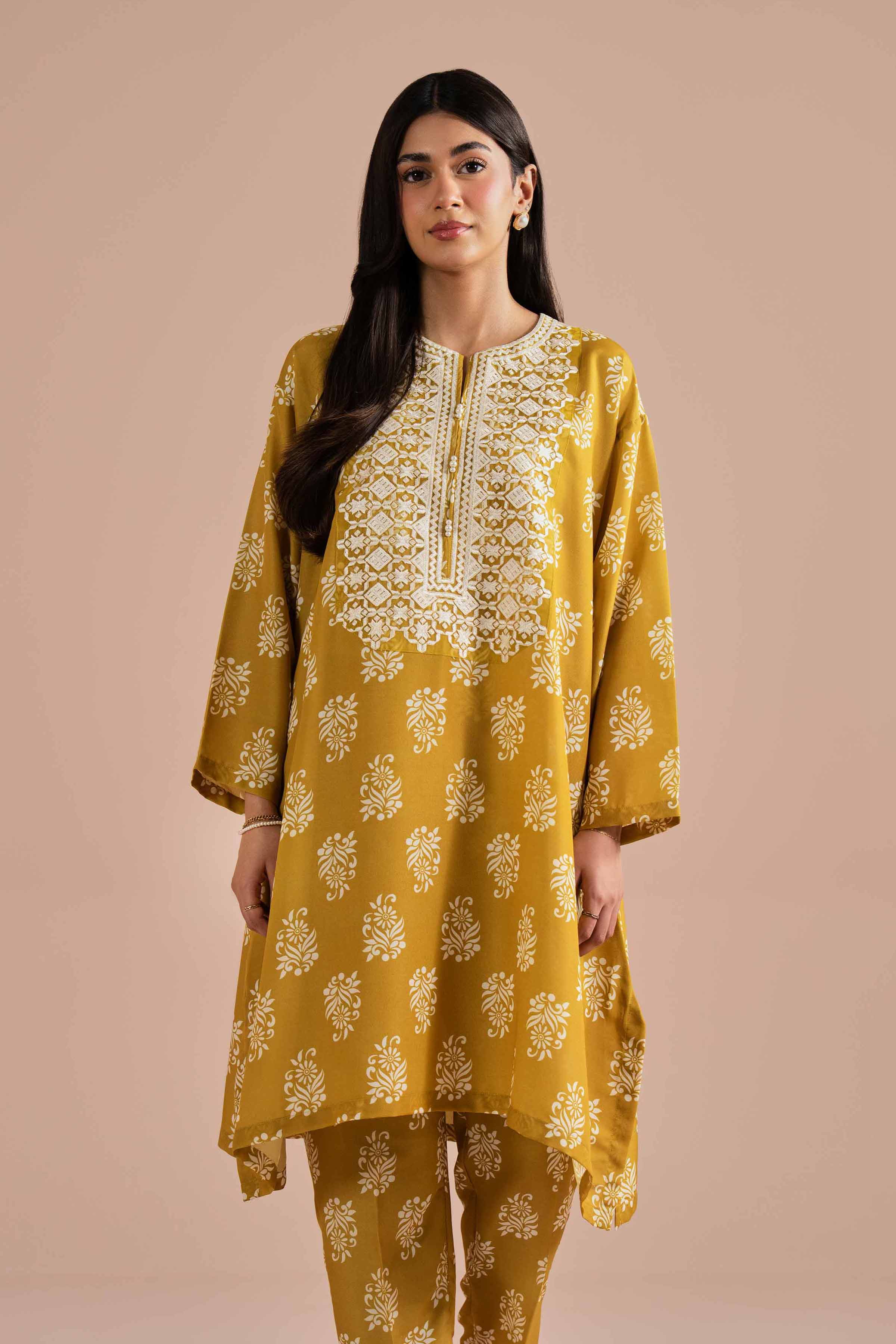 NishatUK - Yellow Embroidered Lawn 2-piece ready to wear Dress