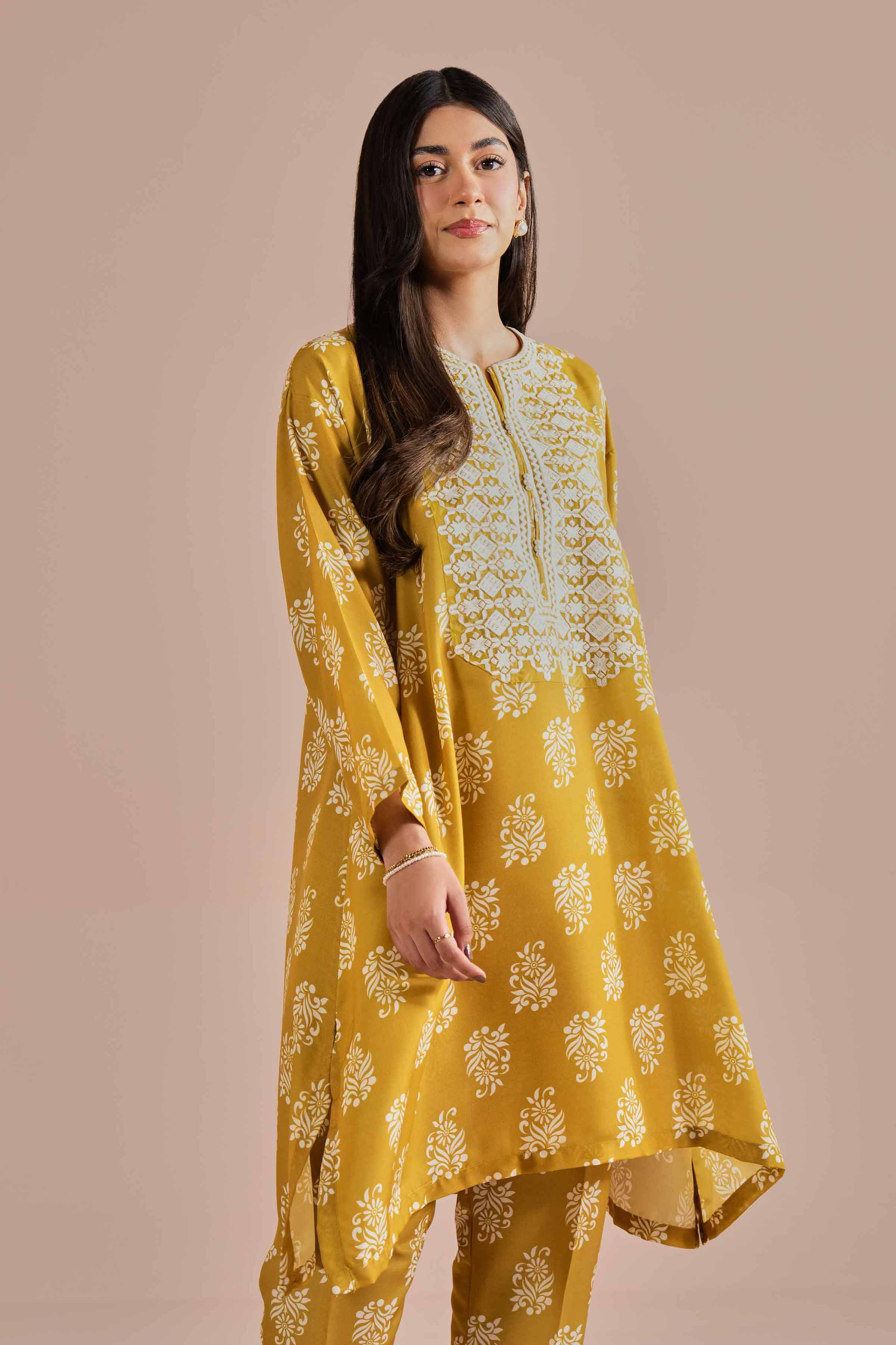 NishatUK - Yellow Embroidered Lawn 2-piece ready to wear Dress