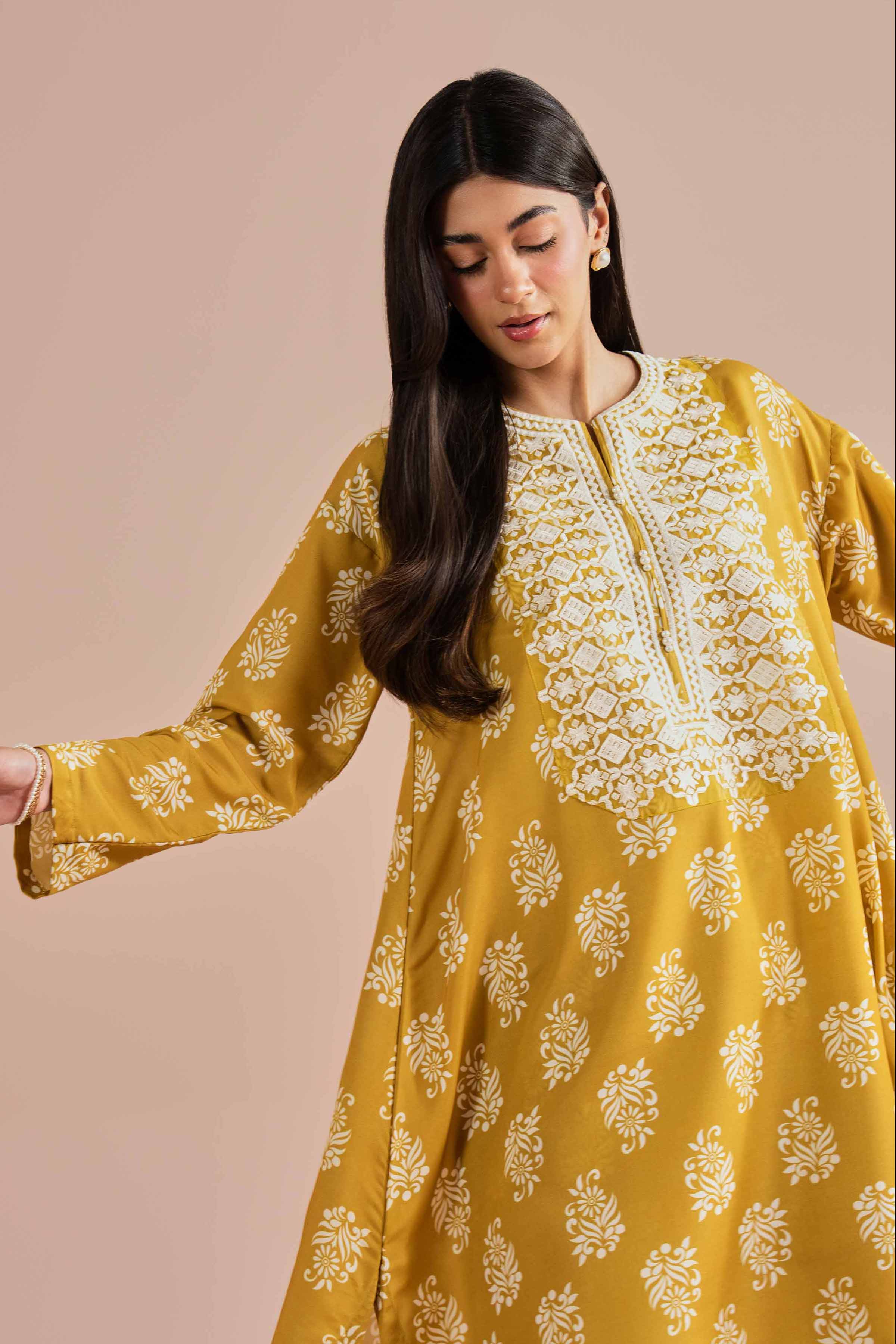 NishatUK - Yellow Embroidered Lawn 2-piece ready to wear Dress