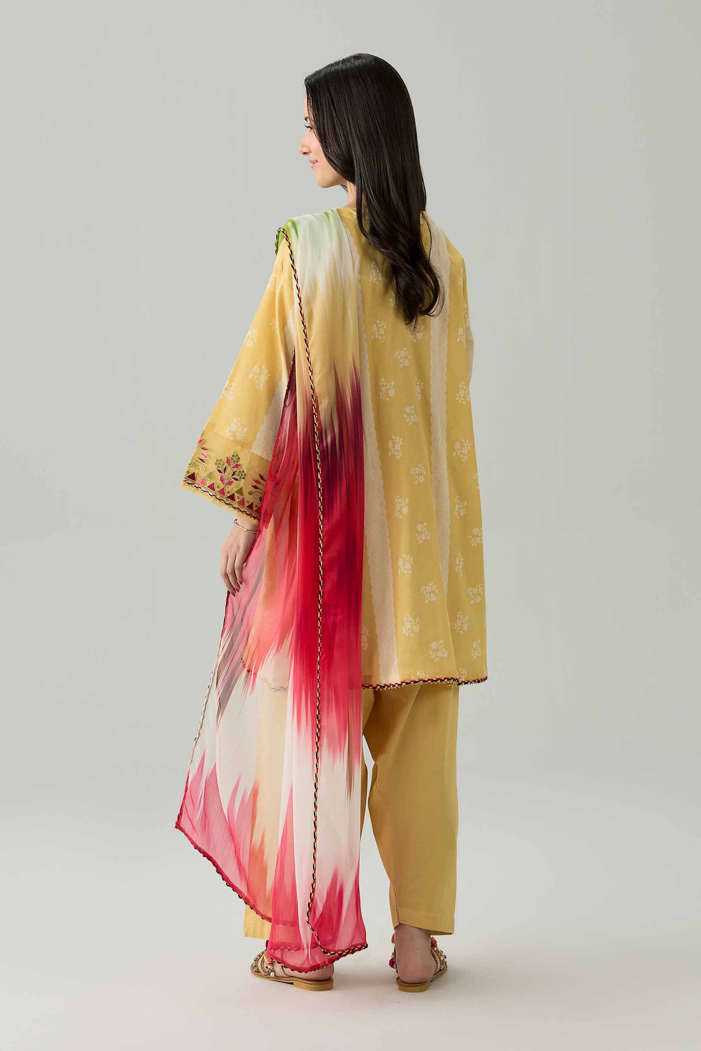 Nishat UK - Yellow Embroidered Lawn 3 Pieces ready to wear Suit