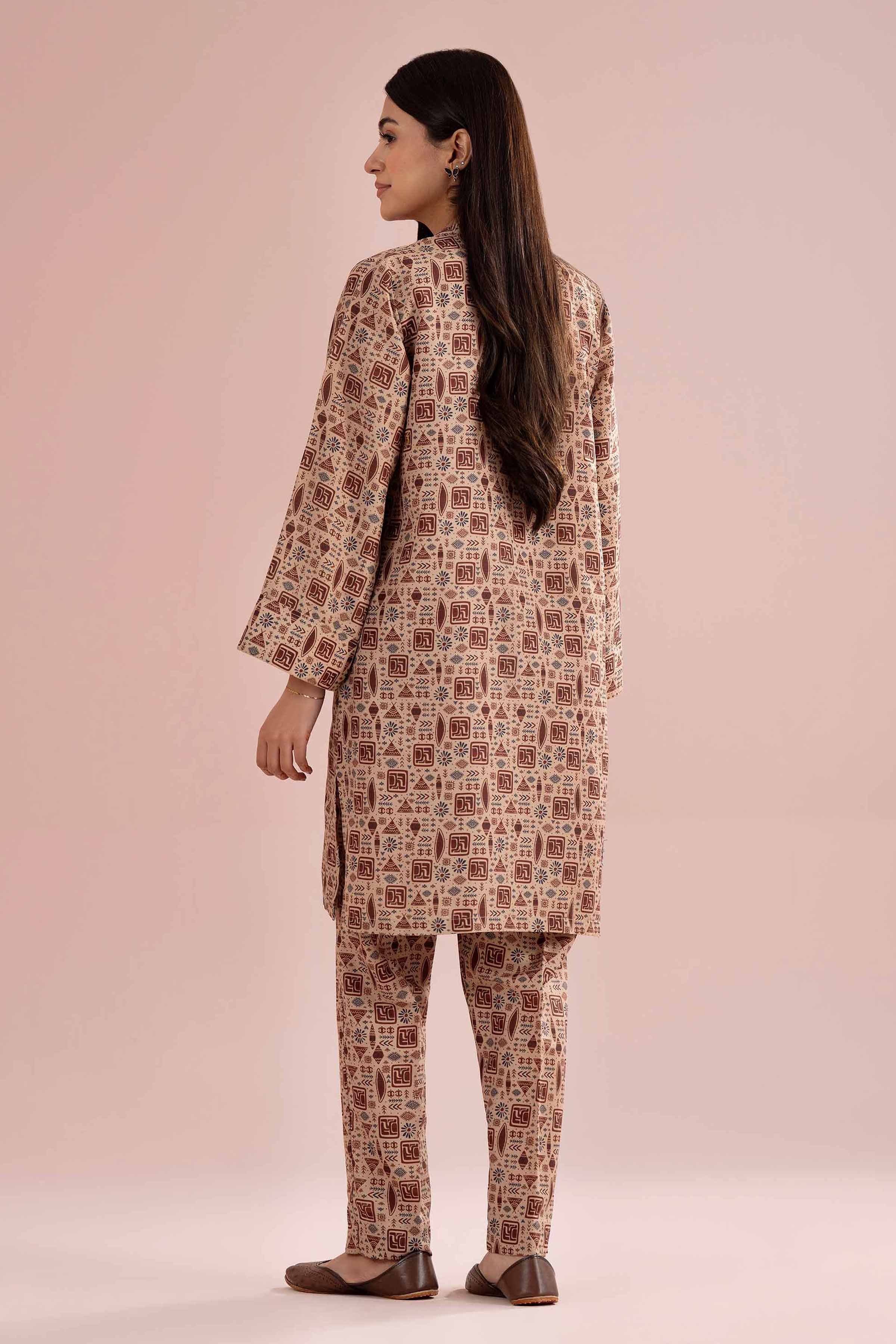 NishatUK - Brown Printed Lawn  ready to wear Dress