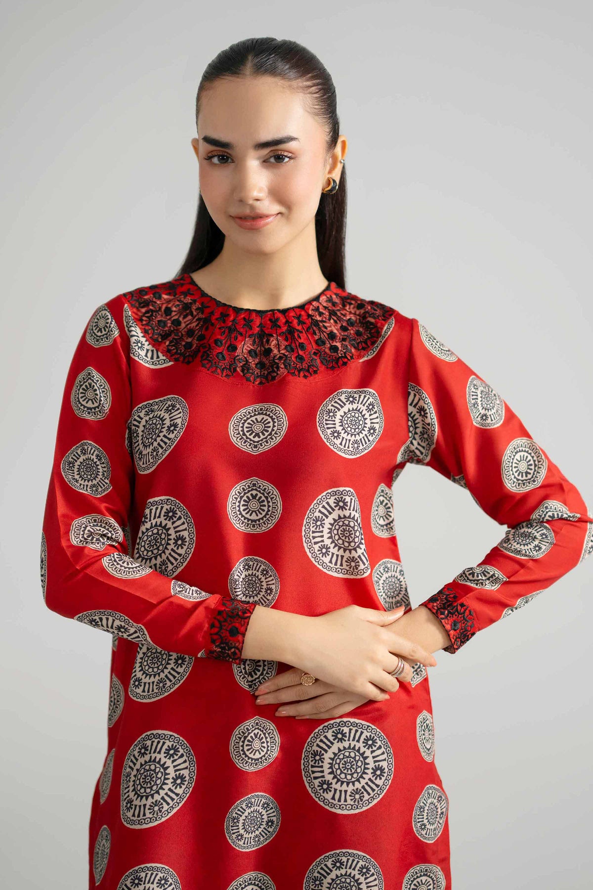 Nishat UK - Red Printed Lawn 2-piece ready to wear Dress