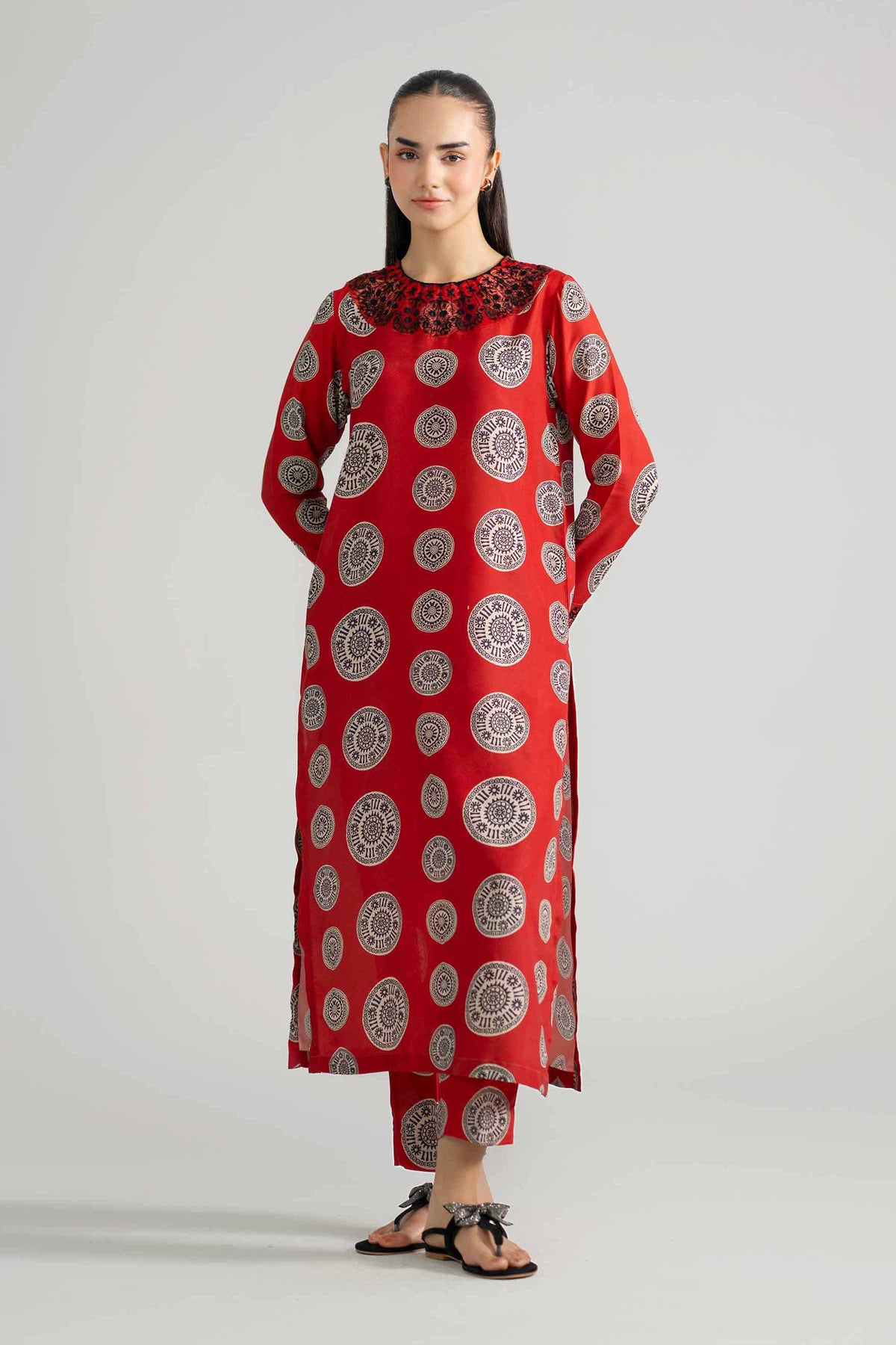 Nishat UK - Red Printed Lawn 2-piece ready to wear Dress
