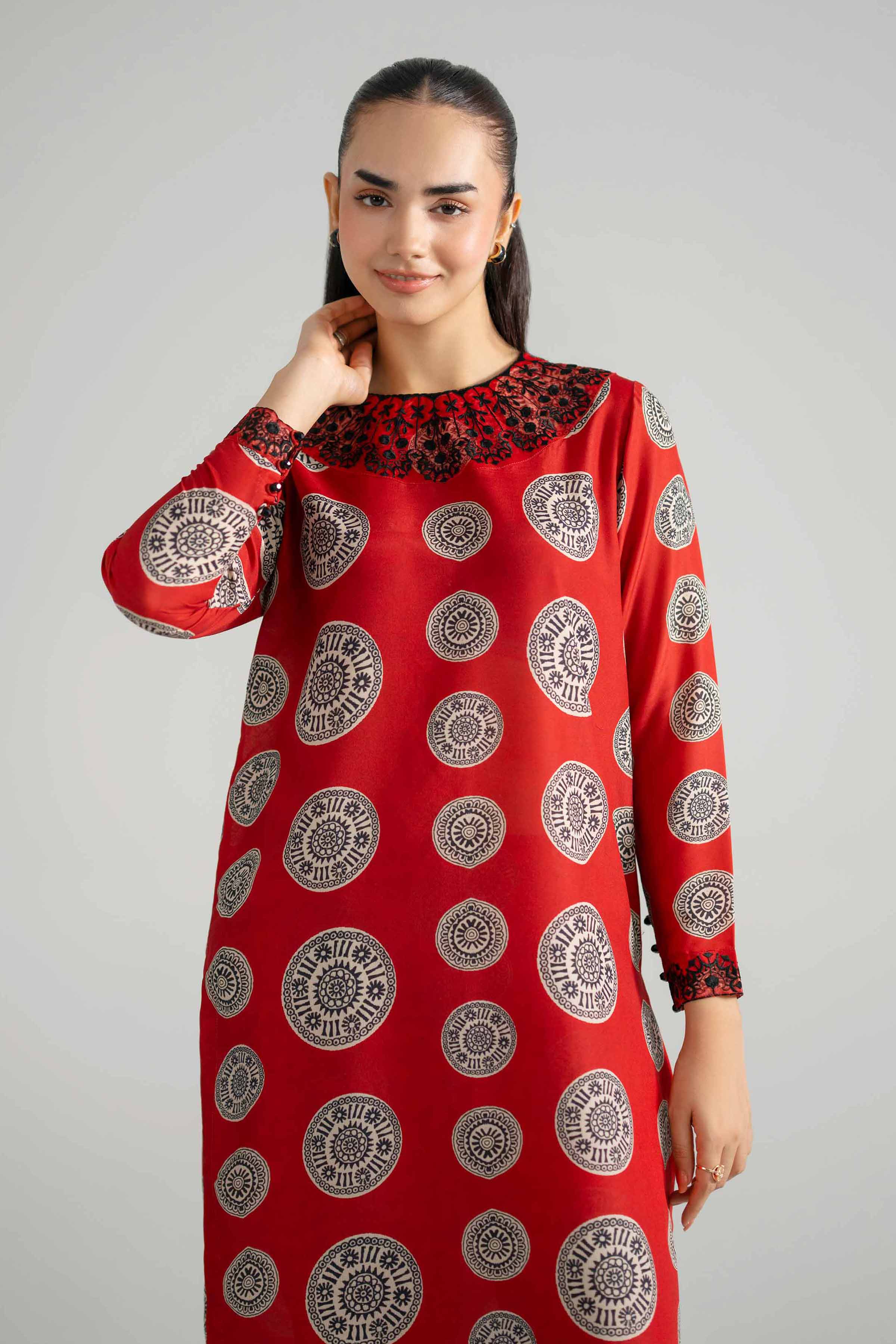 Nishat UK - Red Printed Lawn 2-piece ready to wear Dress