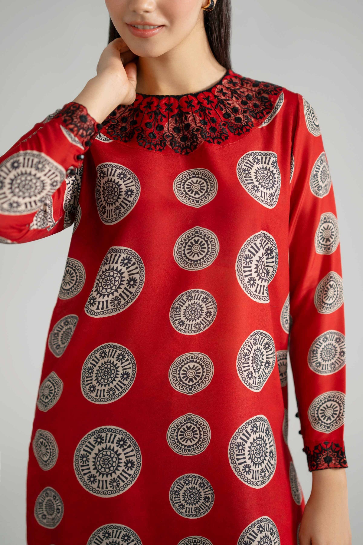 Nishat UK - Red Printed Lawn 2-piece ready to wear Dress