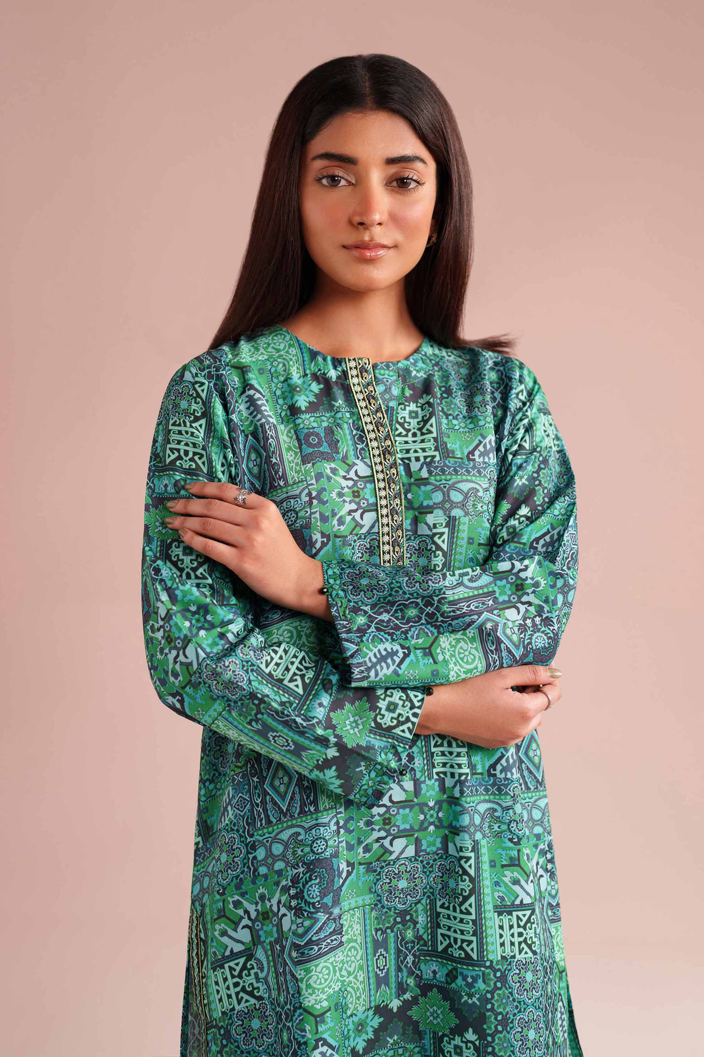 NishatUK - Green Embroidered Lawn 2-piece ready to wear Dress