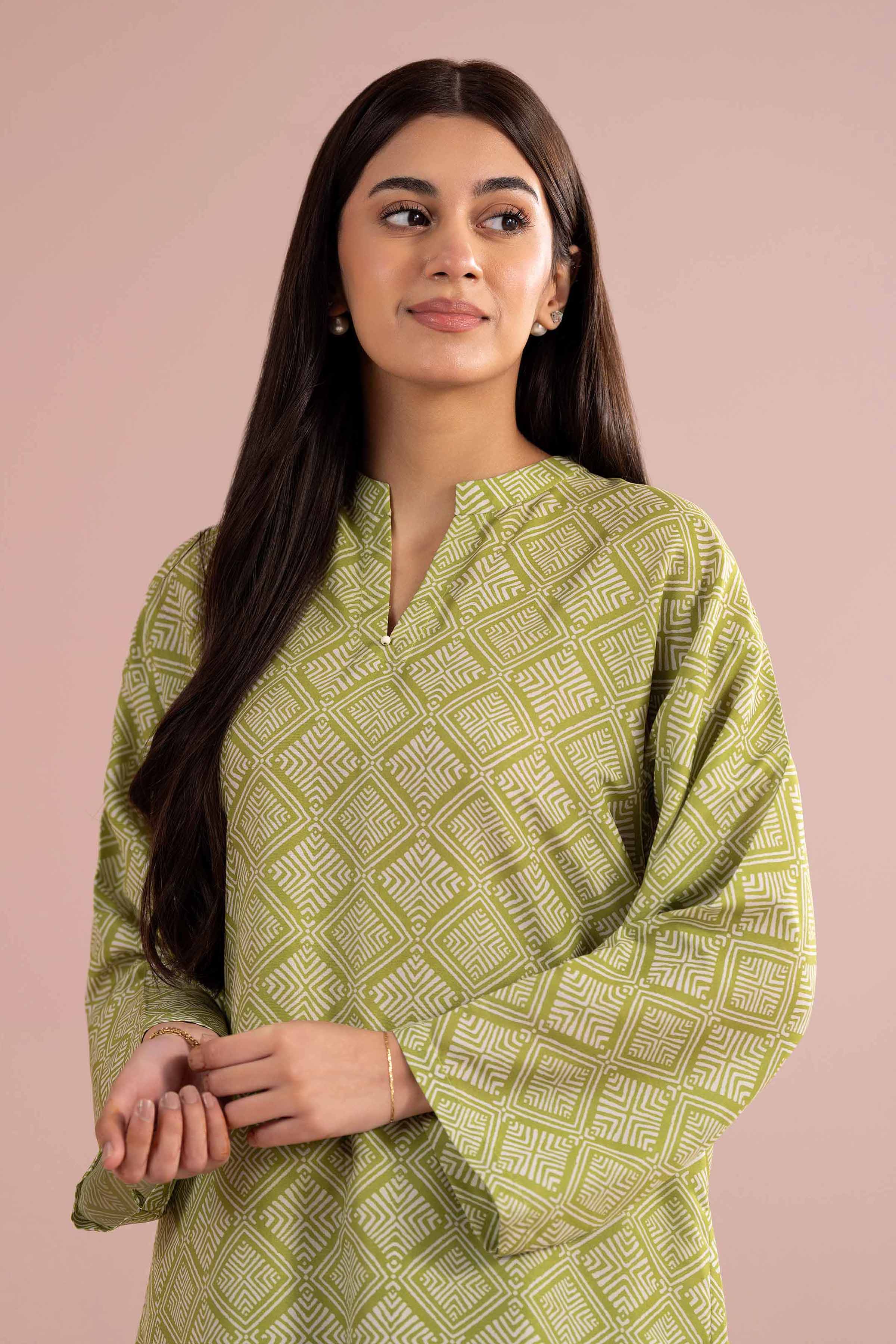 NishatUK - Green Printed Lawn  ready to wear Dress