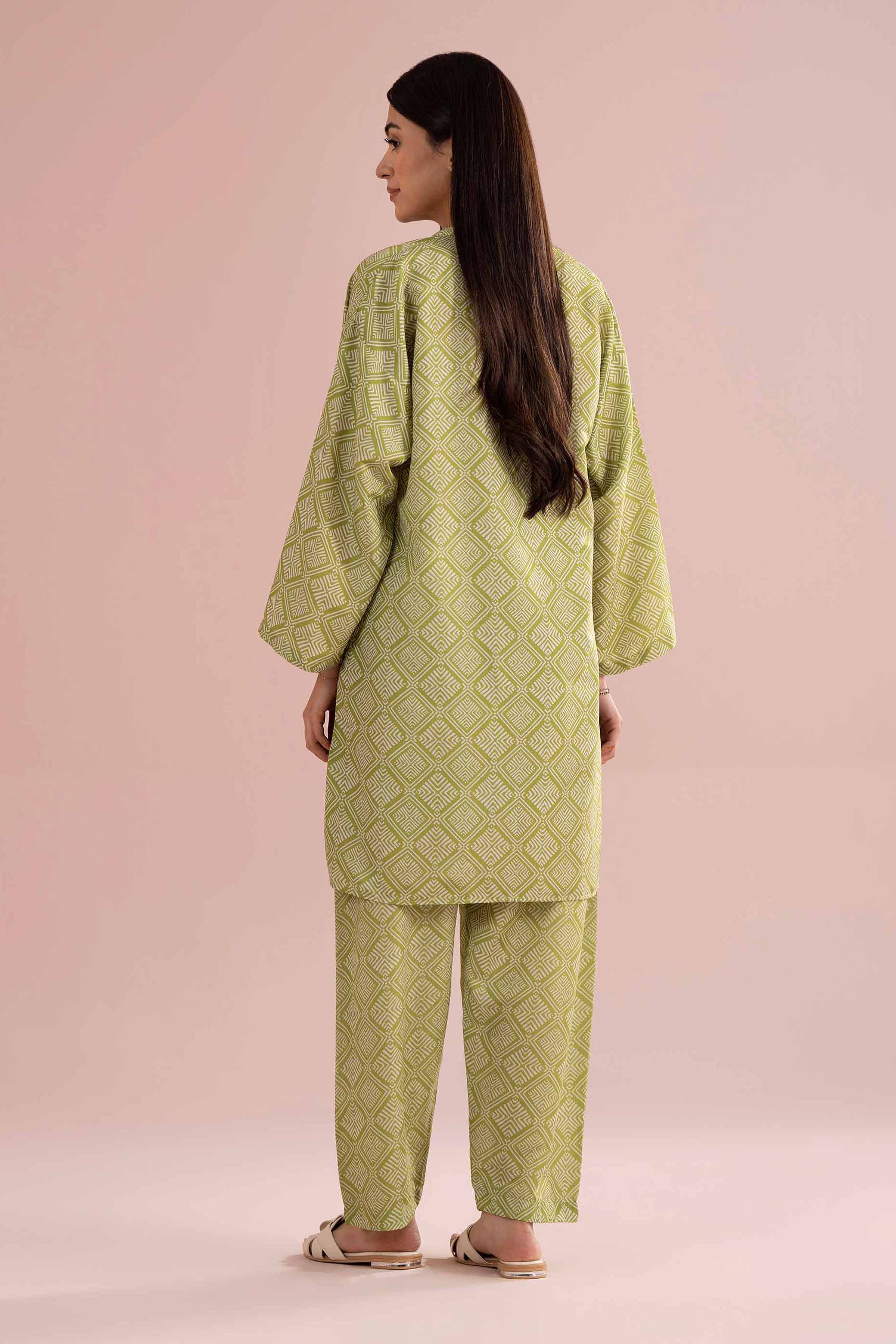 NishatUK - Green Printed Lawn  ready to wear Dress