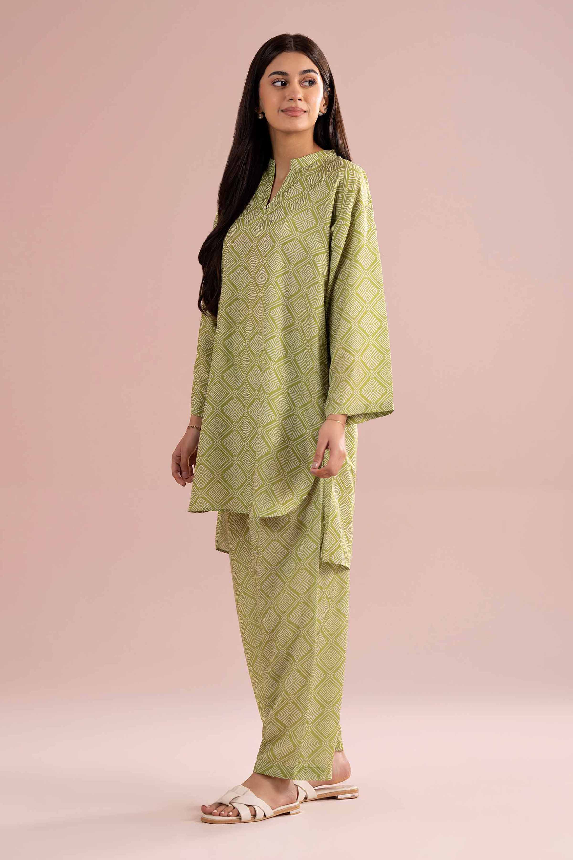 NishatUK - Green Printed Lawn  ready to wear Dress
