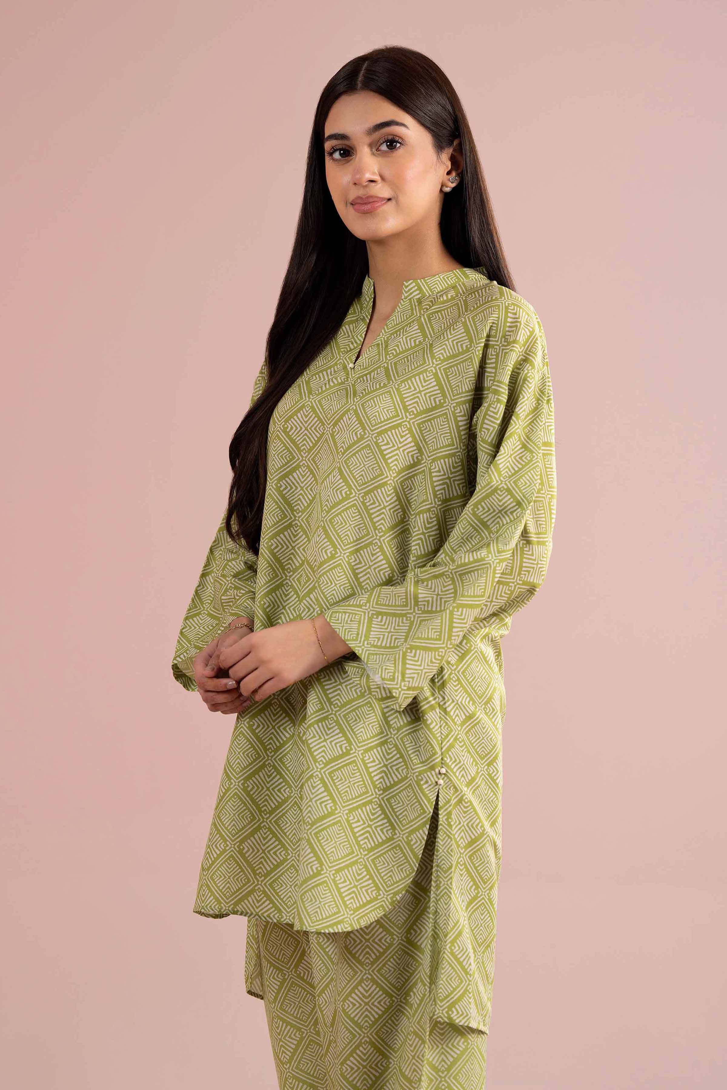 NishatUK - Green Printed Lawn  ready to wear Dress