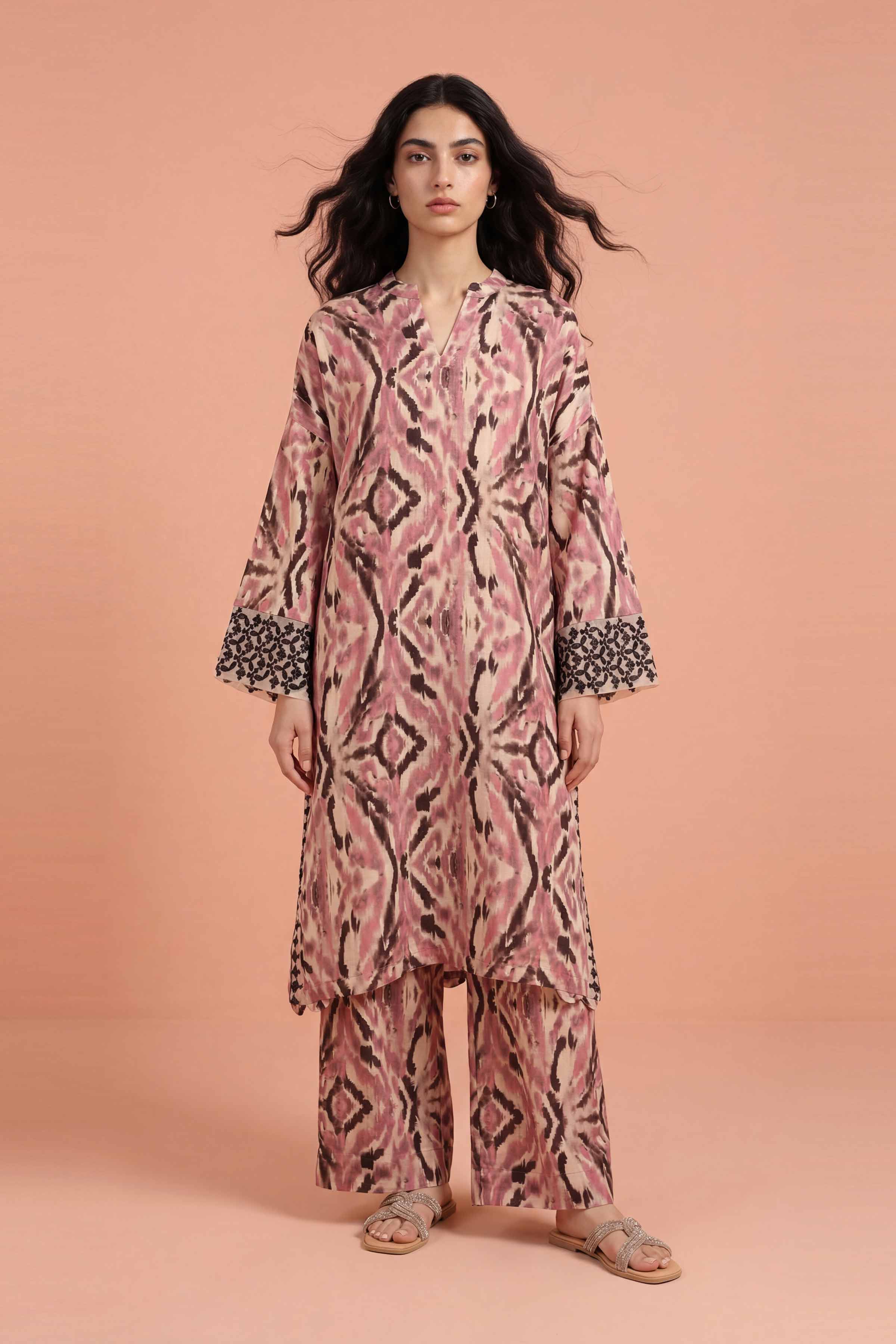 NishatUK - Pink Embroidered Lawn 2-piece ready to wear Dress