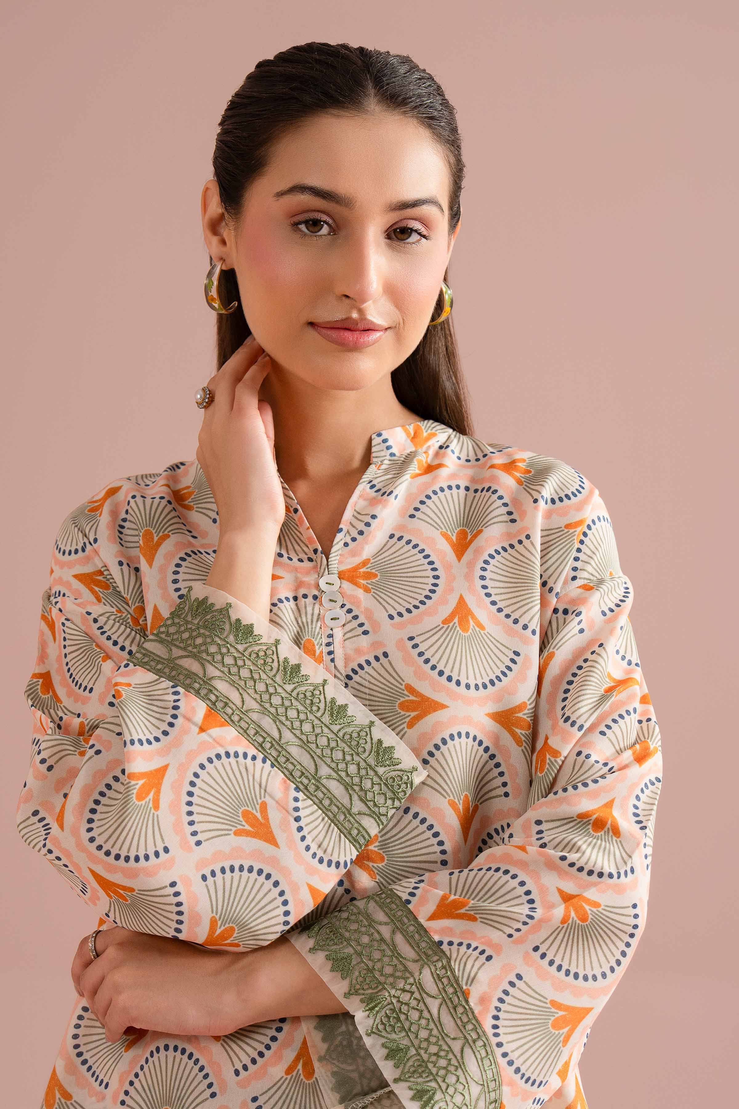 Nishat UK - Orange Embroidered Lawn 2-piece ready to wear Dress